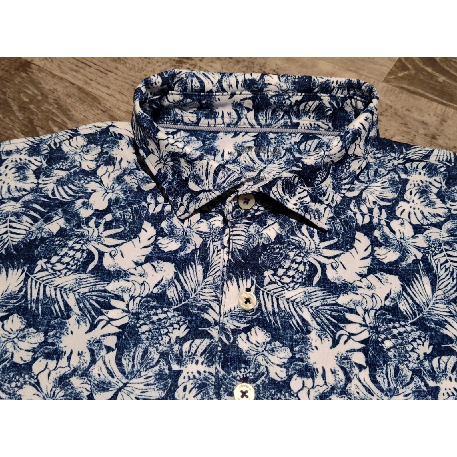 johnnie-O johnnie-O Performance Golf Polo Shirt Mens Large Blue AOP The Falls Barber Creek Size US L / EU 52-54 / 3 - 7 Thumbnail