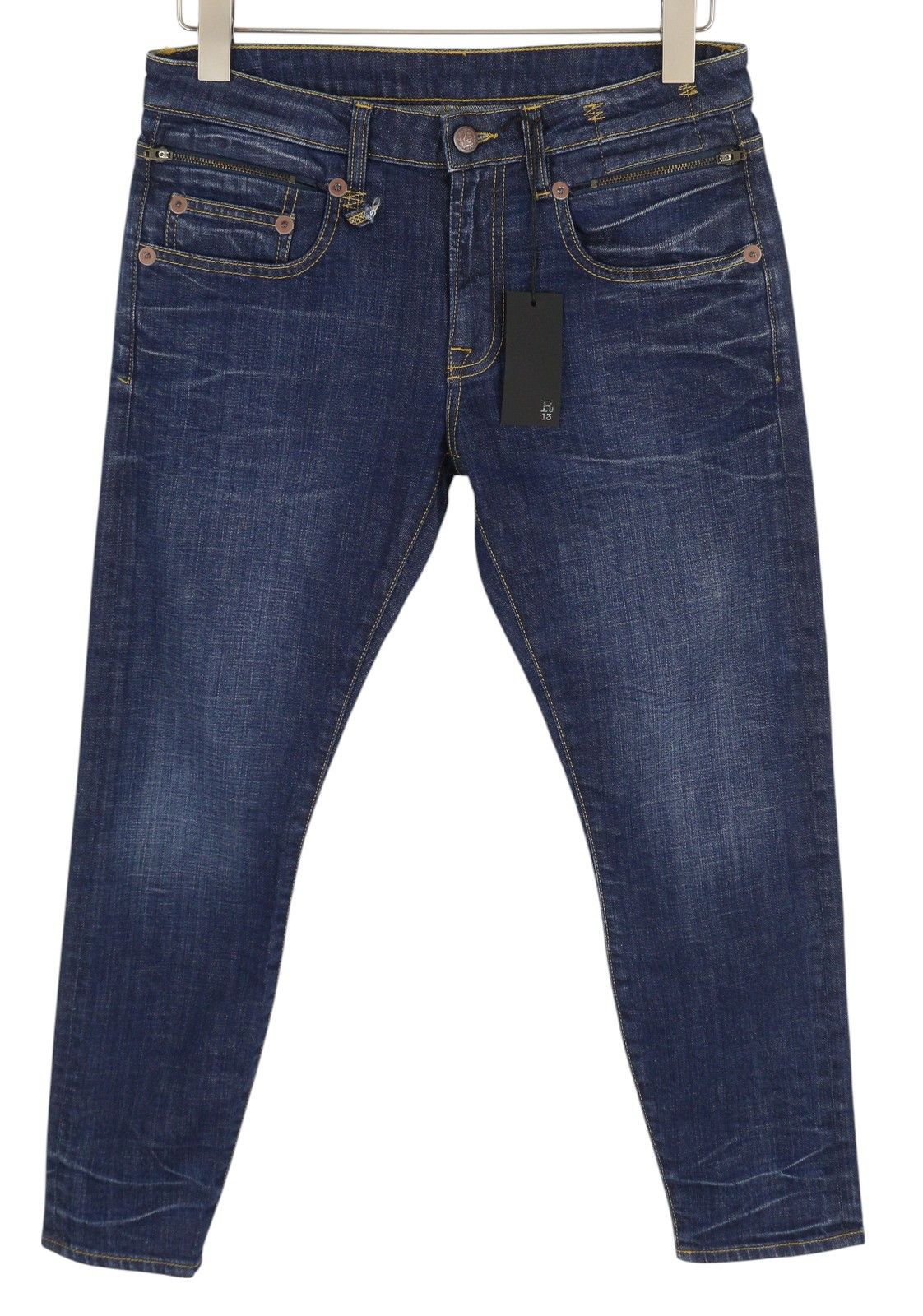 R13 BIKER BOY 27 Howell Indigo Faded Skinny Ankle 85430 Size 27" / US 4 / IT 40 - 1 Thumbnail