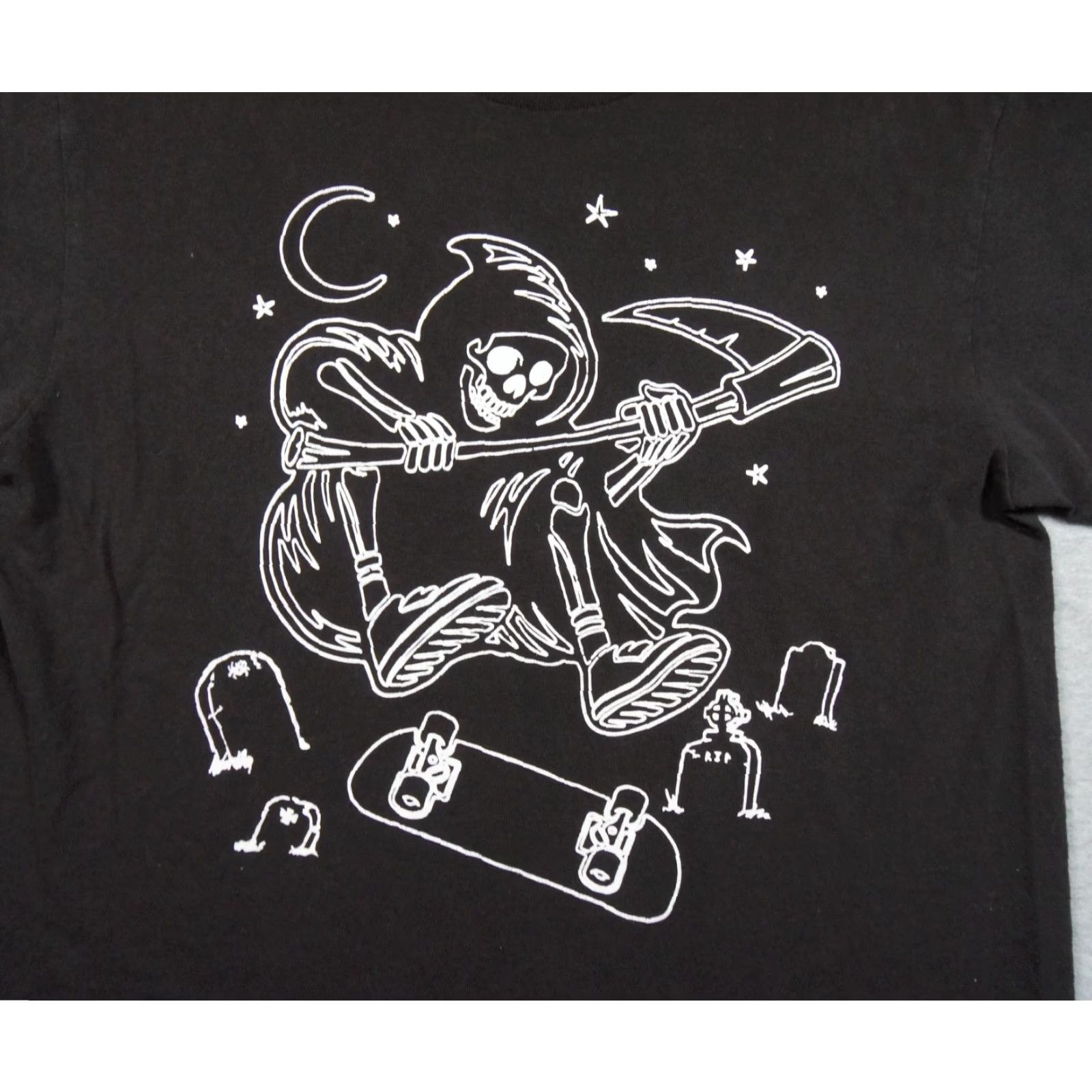 Vintage aLab Skateboard T-Shirt Mens Large Black Crew Neck Grim Reaper Skull Streetwear Size US L / EU 52-54 / 3 - 2 Thumbnail