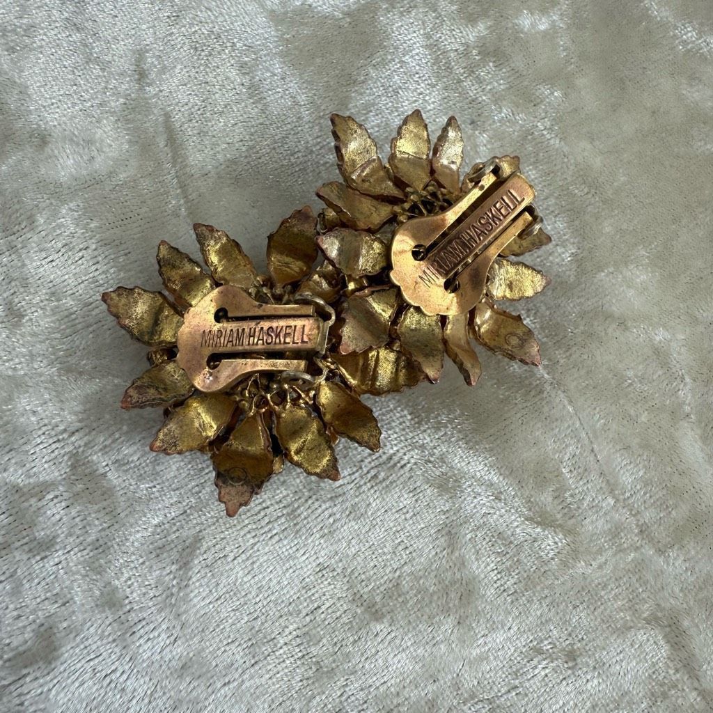 Miriam Haskell Vintage 50s Miriam Haskell Amber Rhinestone Gold Leaf Clip O Size ONE SIZE - 6 Thumbnail