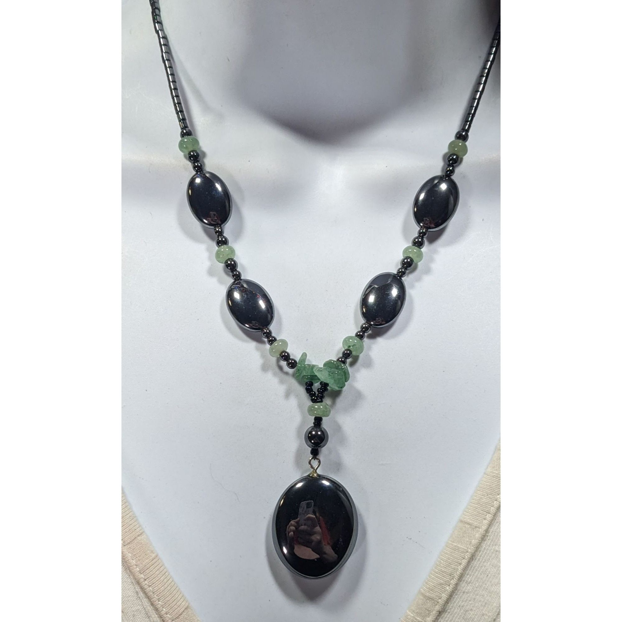 Other Handmade Hematite And Green Amethyst Beaded Drop Necklace Size ONE SIZE - 3 Thumbnail