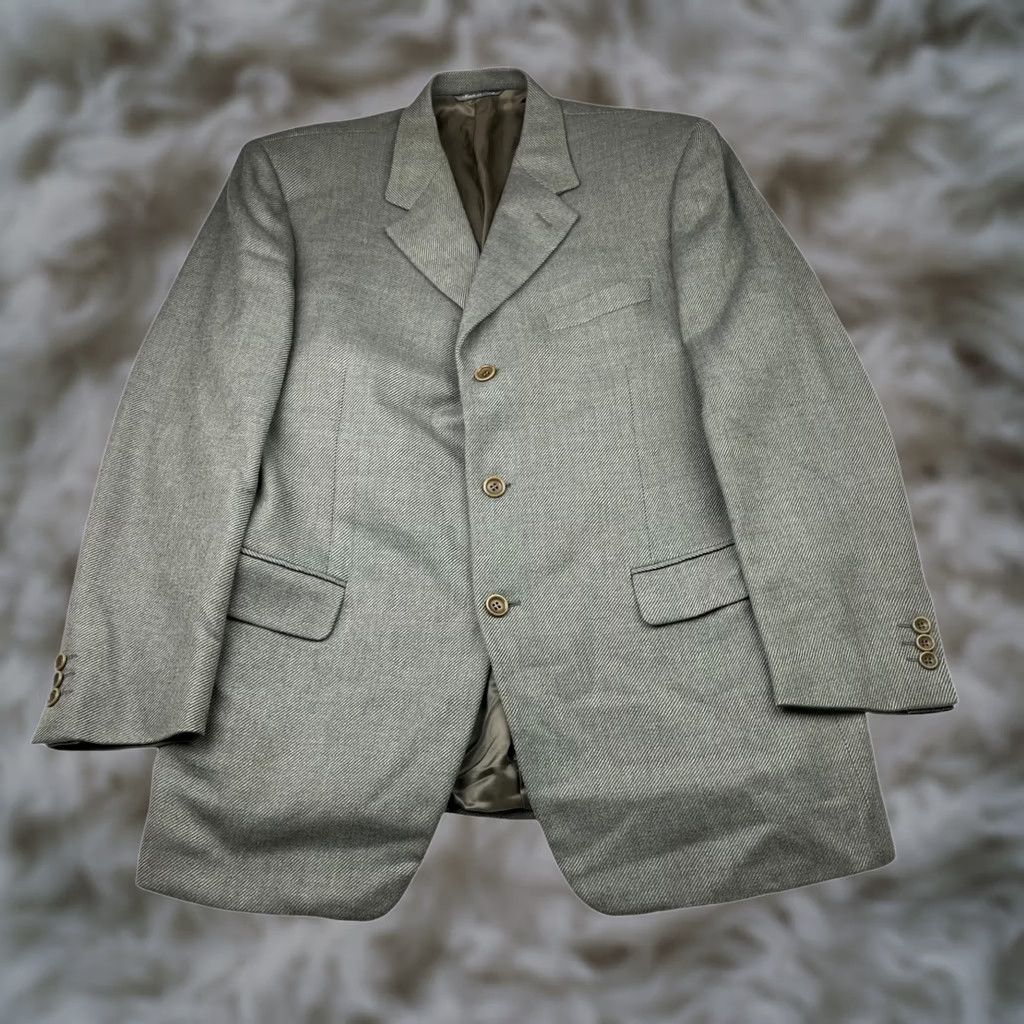 Canali Canali Blazer Men's Flannel Tweed Green/Gray 42R US Italy Wool Size 42R - 1 Thumbnail