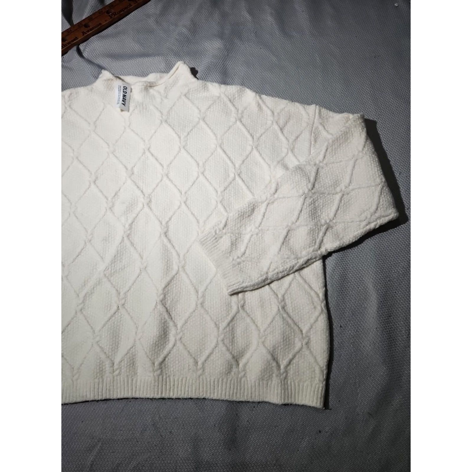 Old Navy Old Navy Sweater Womens Medium Ivory White Fisherman Knit Roll Neck Casual Size M / US 6-8 / IT 42-44 - 3 Thumbnail