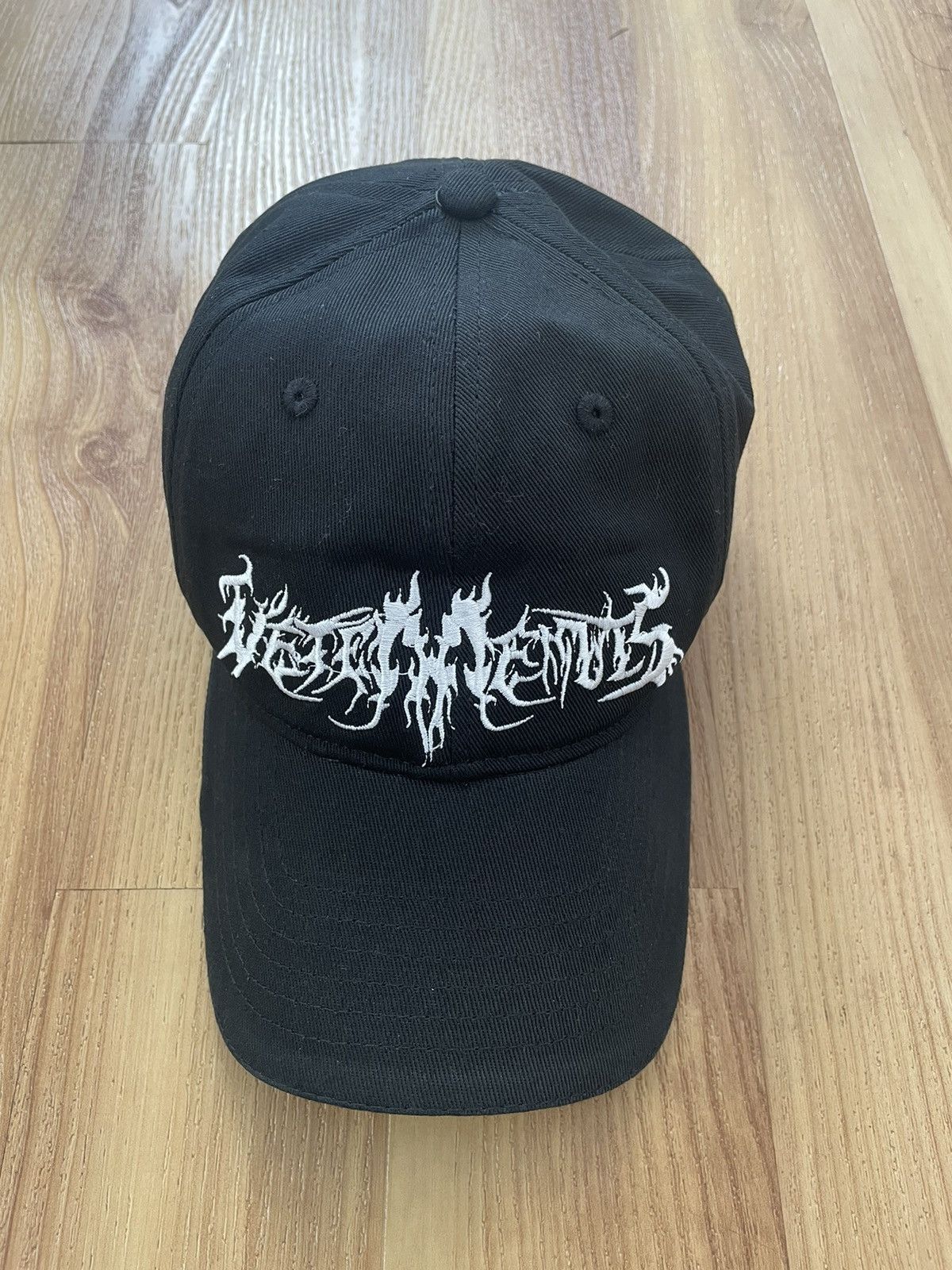 image of Vetements Goth Logo Cap Hat Black, Men's