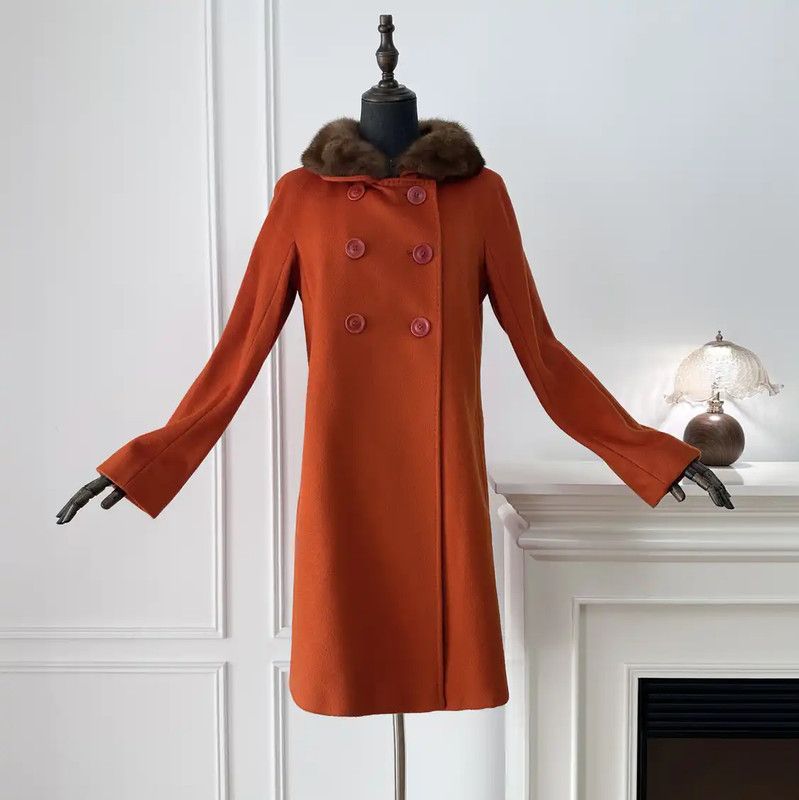 Max Mara MaxMara Orange Wool Ladies Coat 0089 Size L / US 10 / IT 46 - 1 Thumbnail