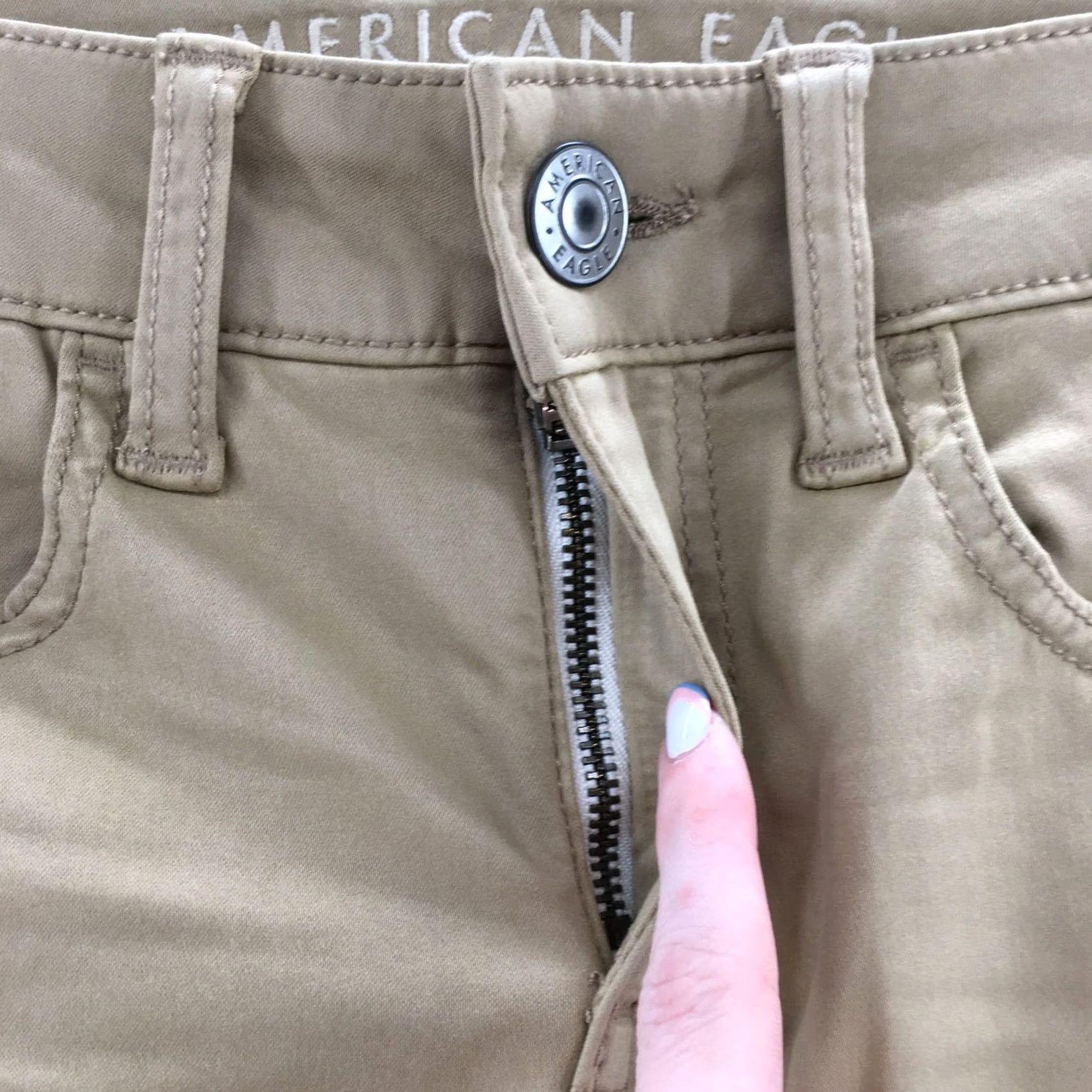 American Eagle Outfitters American Eagle Jegging Pants Womens 00 Short Beige Cotton Blend Jeans Skinny Bottoms Mens? No Size 32" / US 10 / IT 46 - 3 Thumbnail