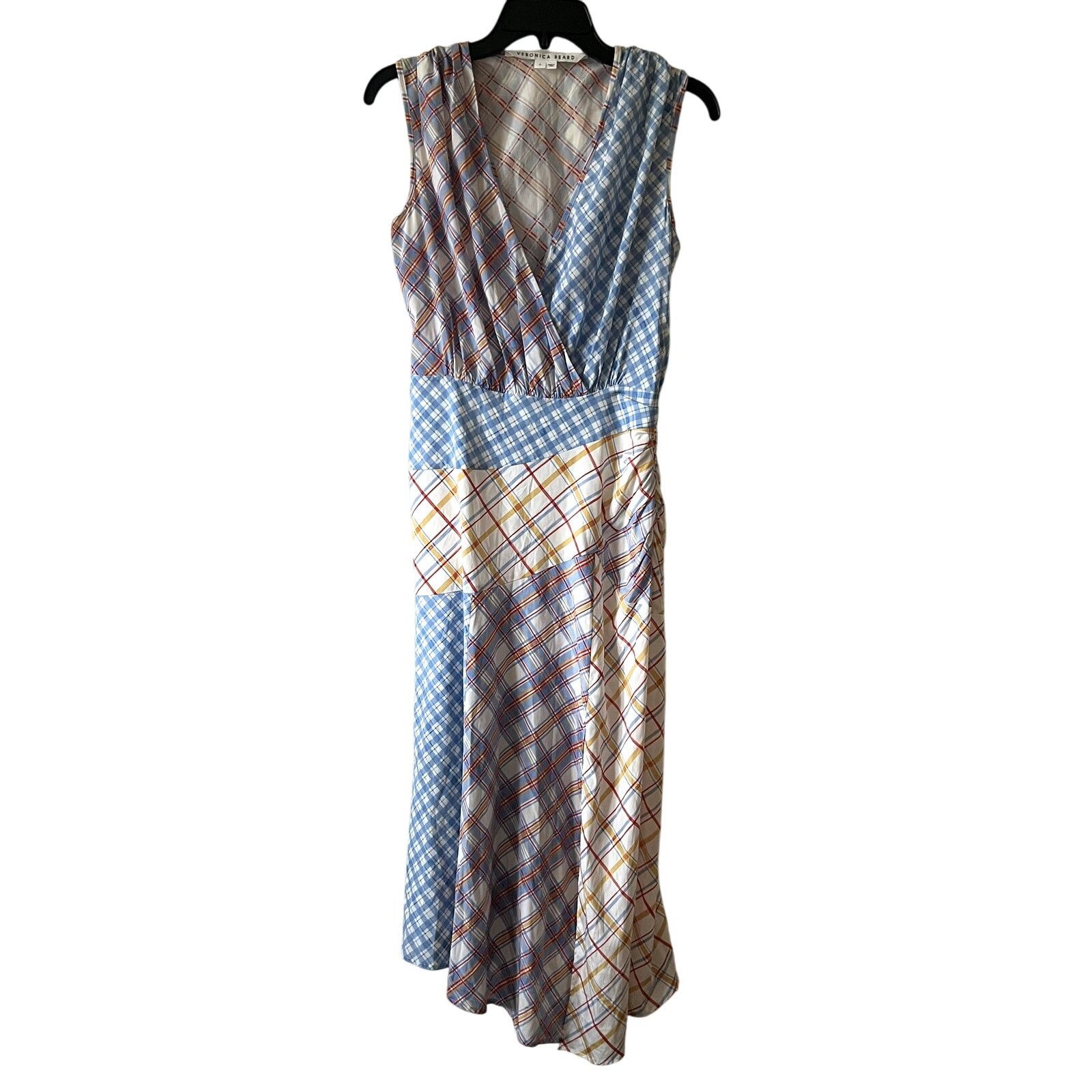 Veronica Beard Veronica Beard Wixson Asymmetric Checked Silk Midi Dress Size XS / US 0-2 / IT 36-38 - 4 Thumbnail