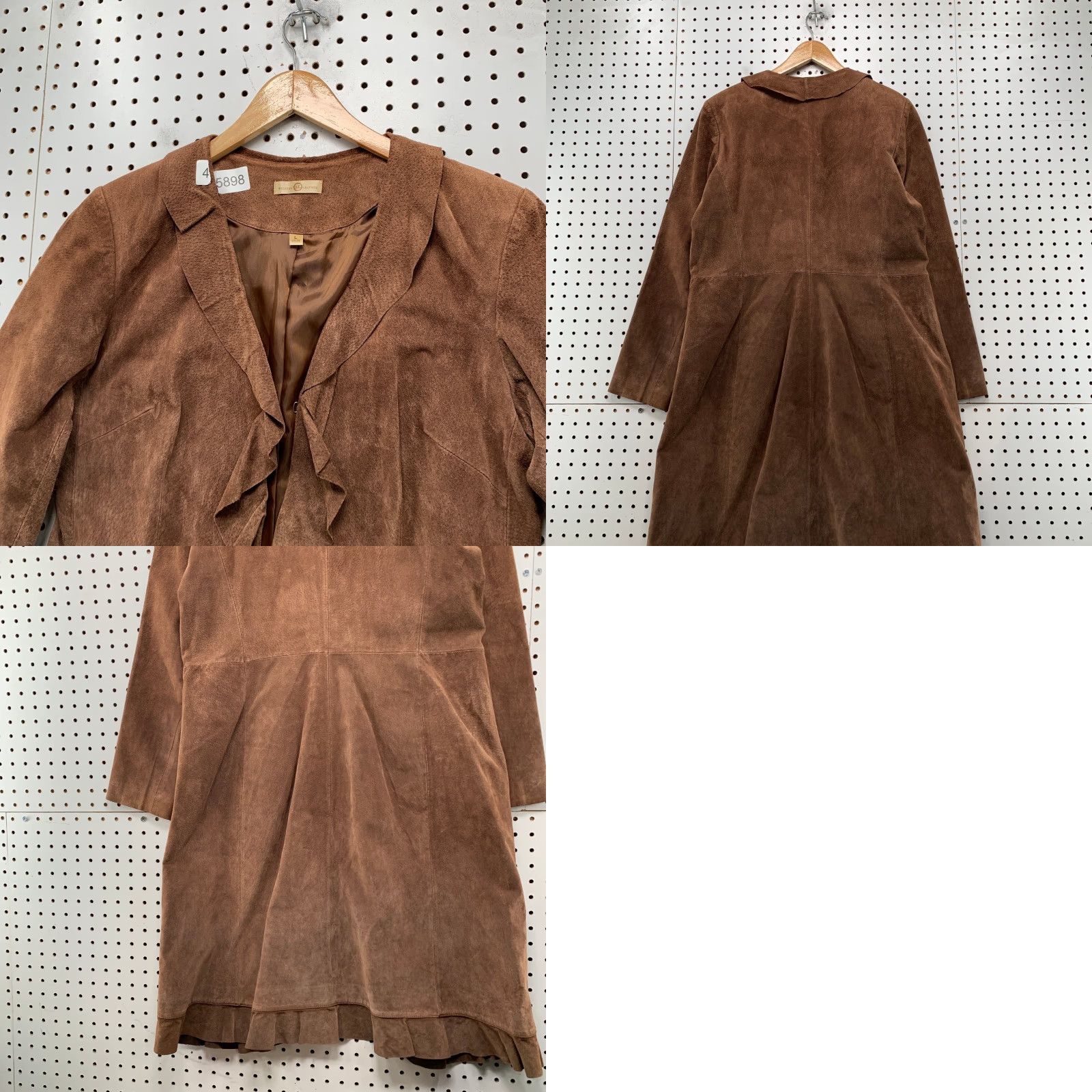 Wilson VINTAGE Wilsons Suede Penny Coat Womens Large Brown Long Ruffle Trim Overcoat Western Size L / US 10 / IT 46 - 10 Thumbnail