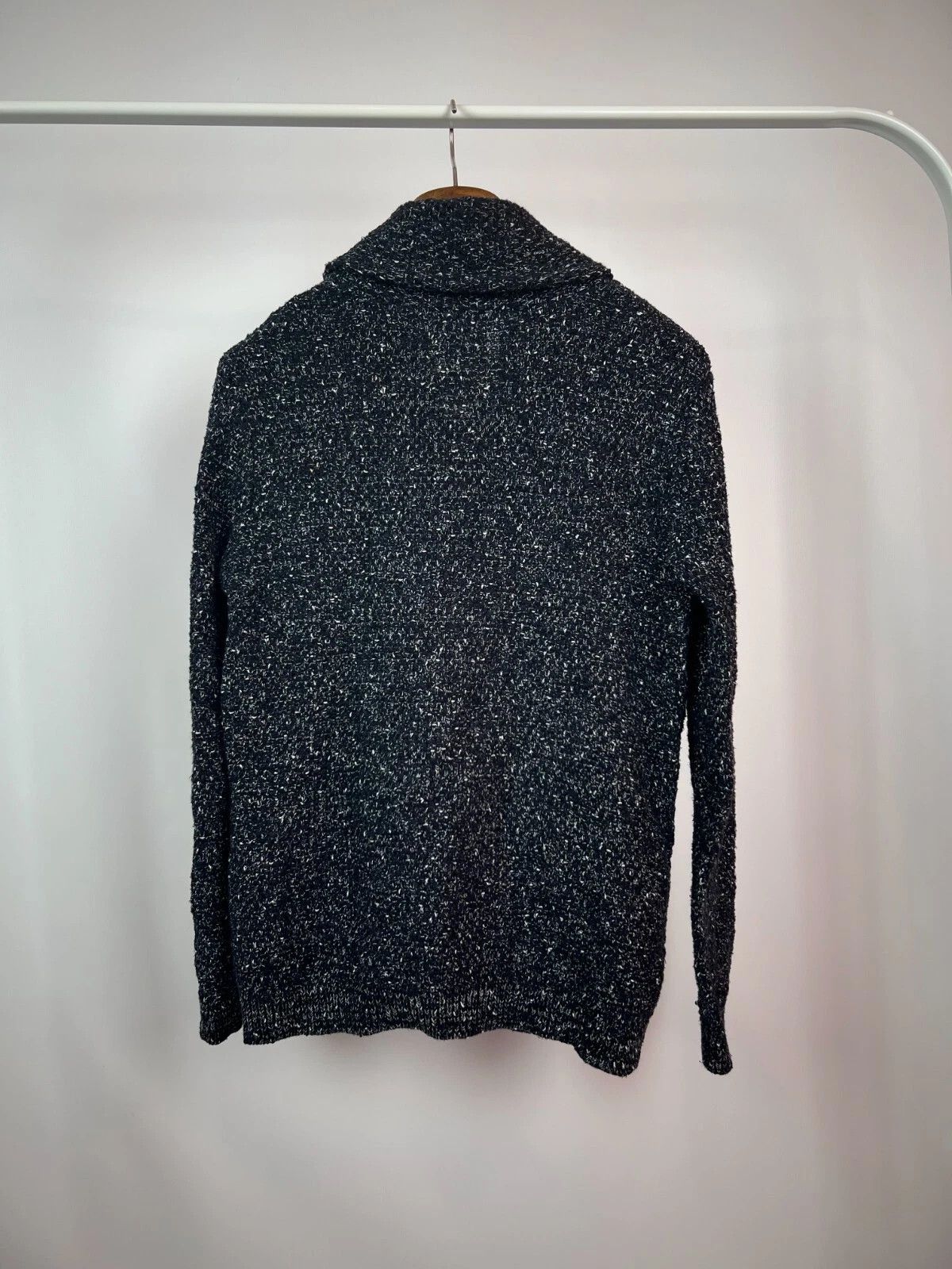 Reiss Reiss Men's Navy Blue Melange Shawl Neck Knit Cardigan Size US S / EU 44-46 / 1 - 9 Thumbnail