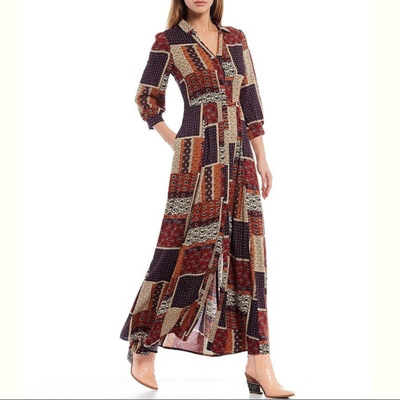 Other Skies are Blue Buttonfront Patchwork Maxi Dress Prairie XS Size XS / US 0-2 / IT 36-38 - 1 Thumbnail