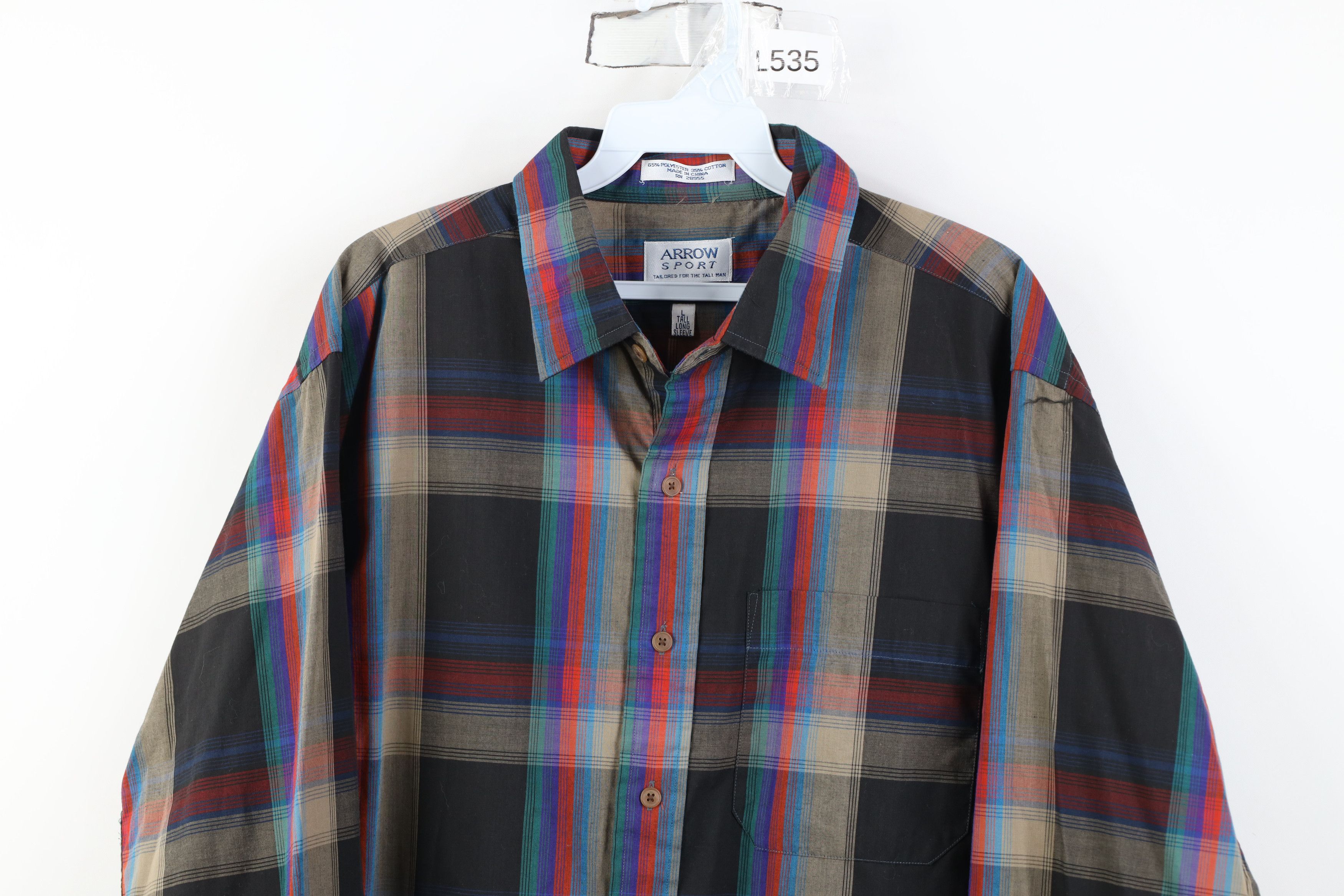 Vintage Vintage 70s 80s Streetwear Button Shirt Rainbow Plaid Size US L / EU 52-54 / 3 - 2 Thumbnail