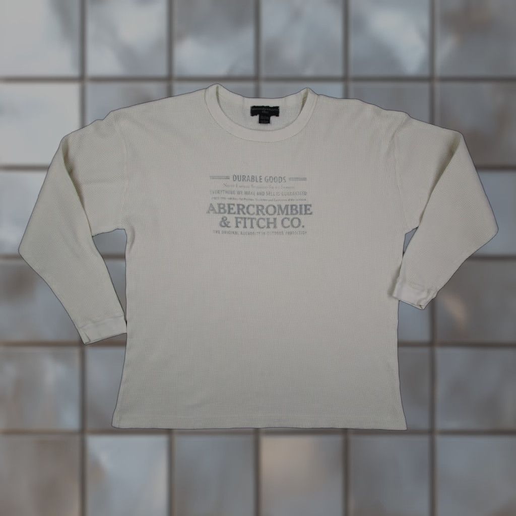 Abercrombie & Fitch VINTAGE Abercrombie & Fitch Shirt Mens Off Large White Thermal Long Sleeve Waffle Y2K Size US L / EU 52-54 / 3 - 1 Thumbnail
