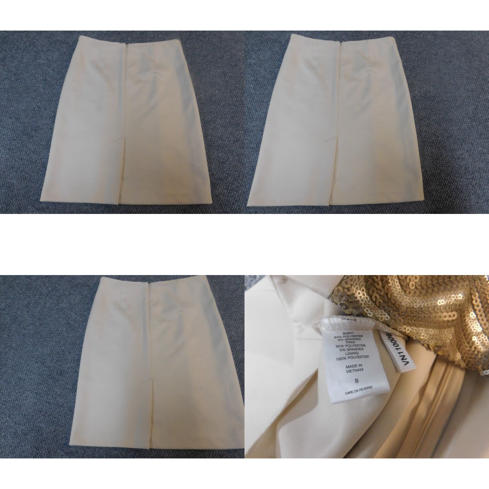 Vintage New York and Company Skirt Womens 8 Beige A-Line Zip Short Casual Knit Polyester Pockets Zipper Mid Rise Regular Length US American Sports Vintage No Size 30" / US 8 / IT 44 - 8 Thumbnail