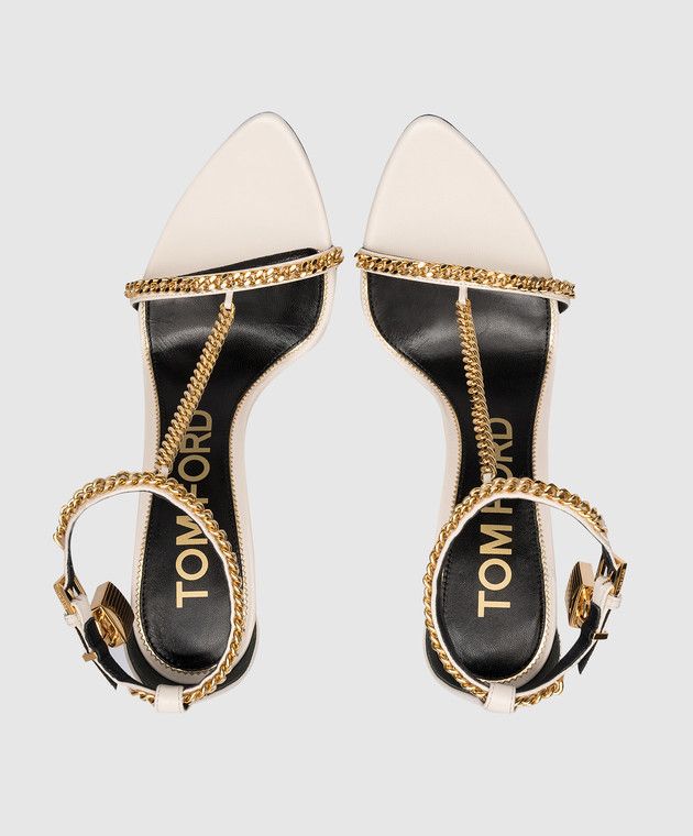 Tom Ford o1y0126 Ankle Strap Sandals in White/Gold Size US 11 / IT 41 - 4 Thumbnail