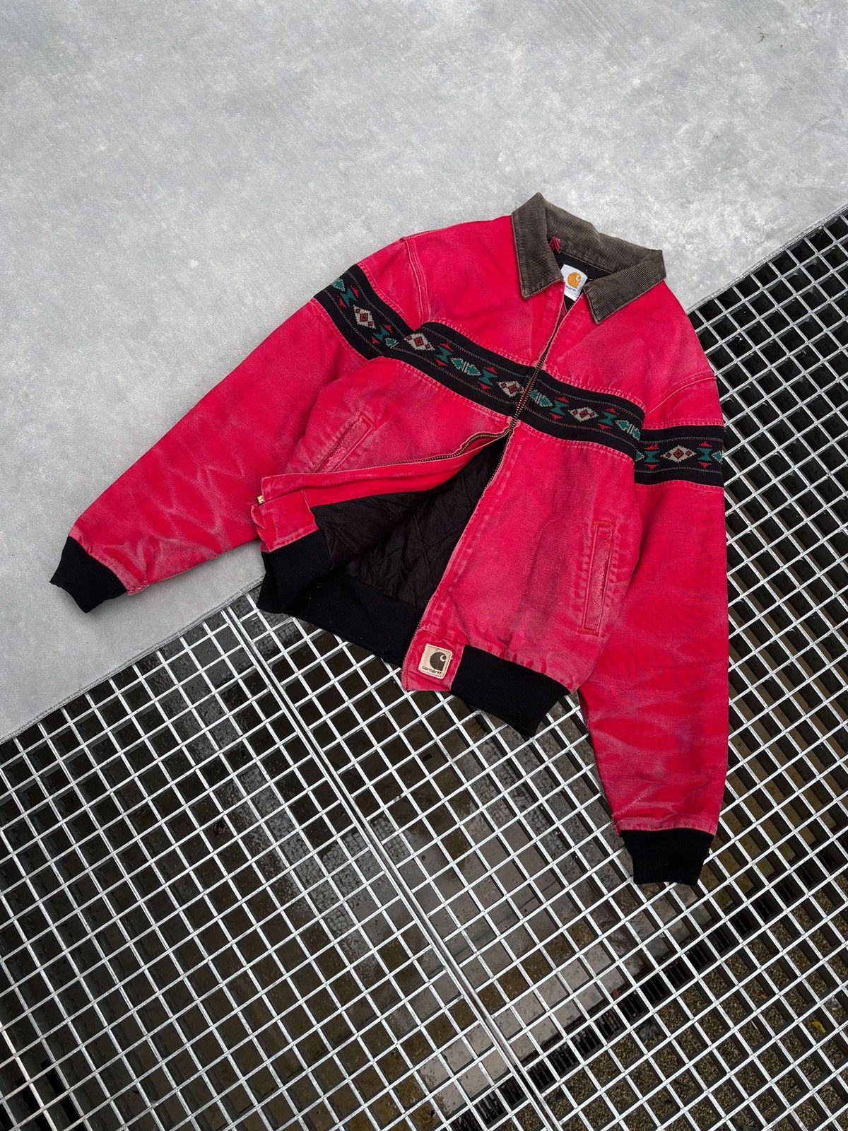 ジャケット・アウター Carhartt Santafe RED Vintage 1980s Carhartt Red Santa Fe Work Jacket / Workwear / Quilt