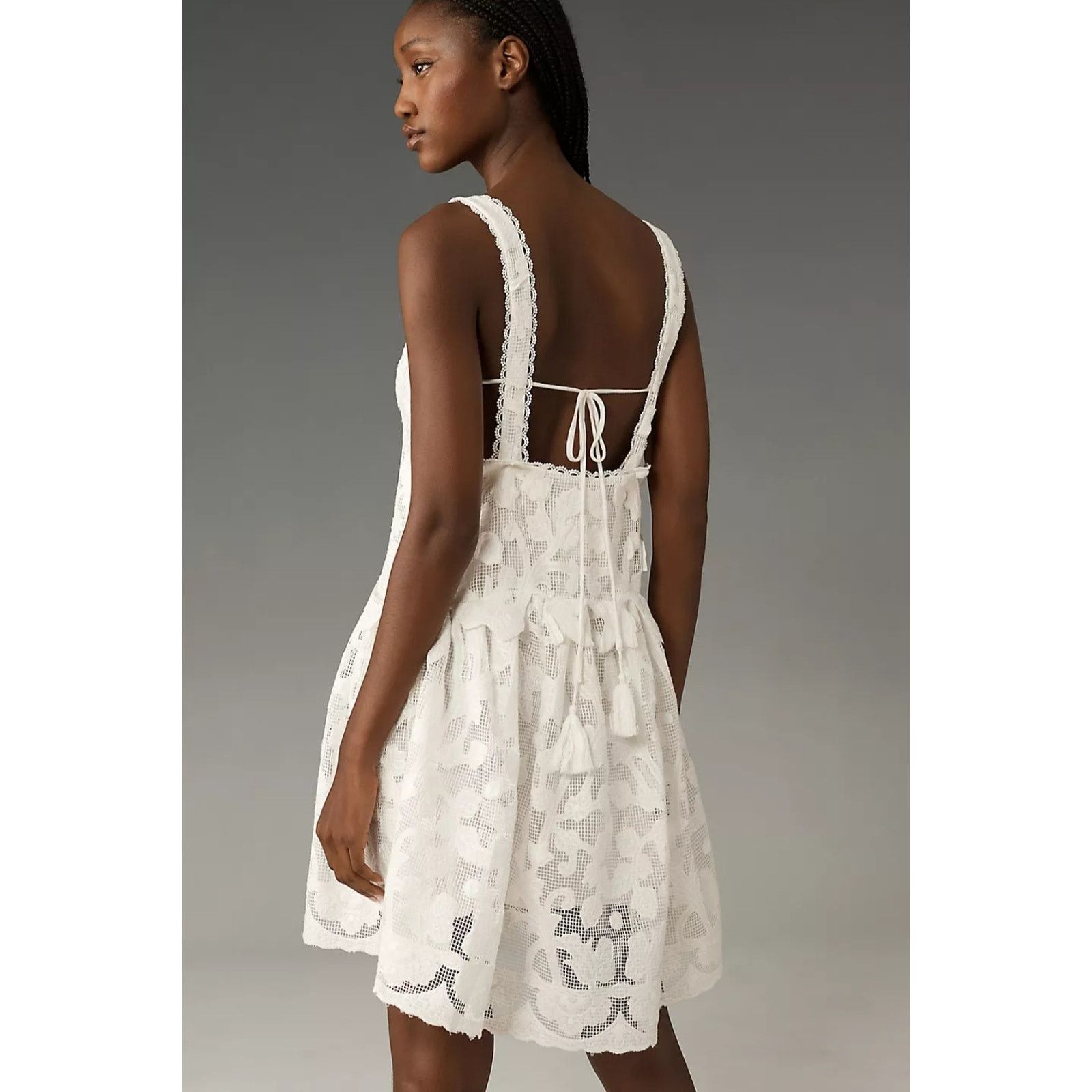Anthropologie NWT Sleeveless V-Neck Lace Swing Mini Dress $288 MEDIUM Size M / US 6-8 / IT 42-44 - 5 Thumbnail
