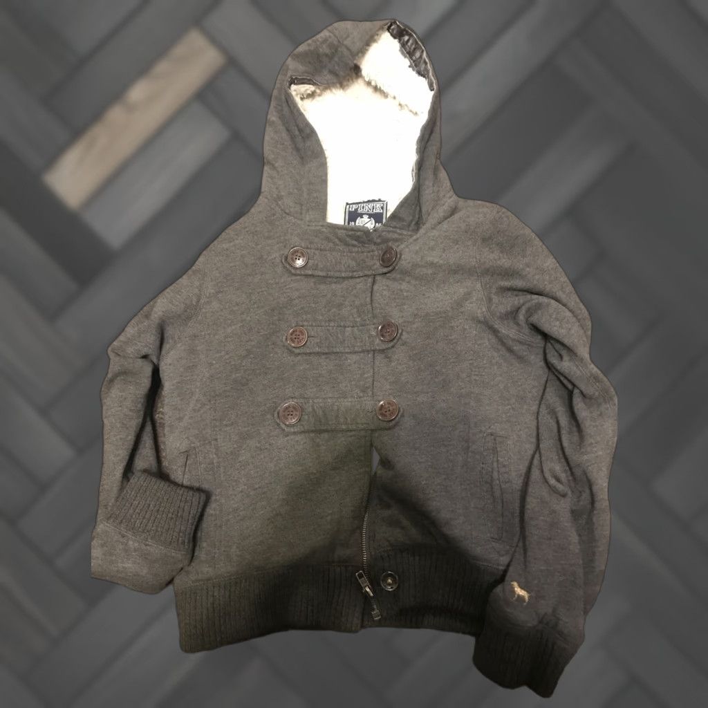 Victoria's Secret Victoria’s Secret PINK Fur Lined Heavy Jacket Hoodie Zip Full Zip S Gray Womens Girls Petites Size S Size S / US 4 / IT 40 - 1 Thumbnail