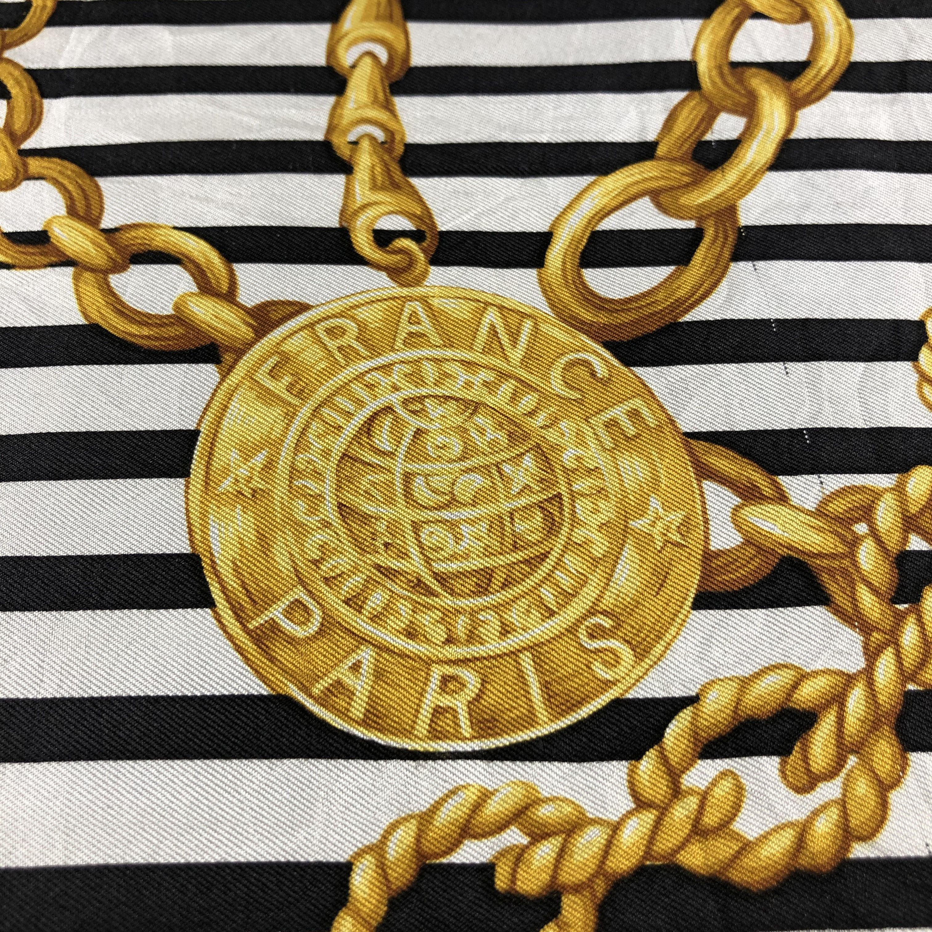 Vintage France Gold Chains Handkerchief Neckerchief Bandana H1341 Size ONE SIZE - 2 Thumbnail