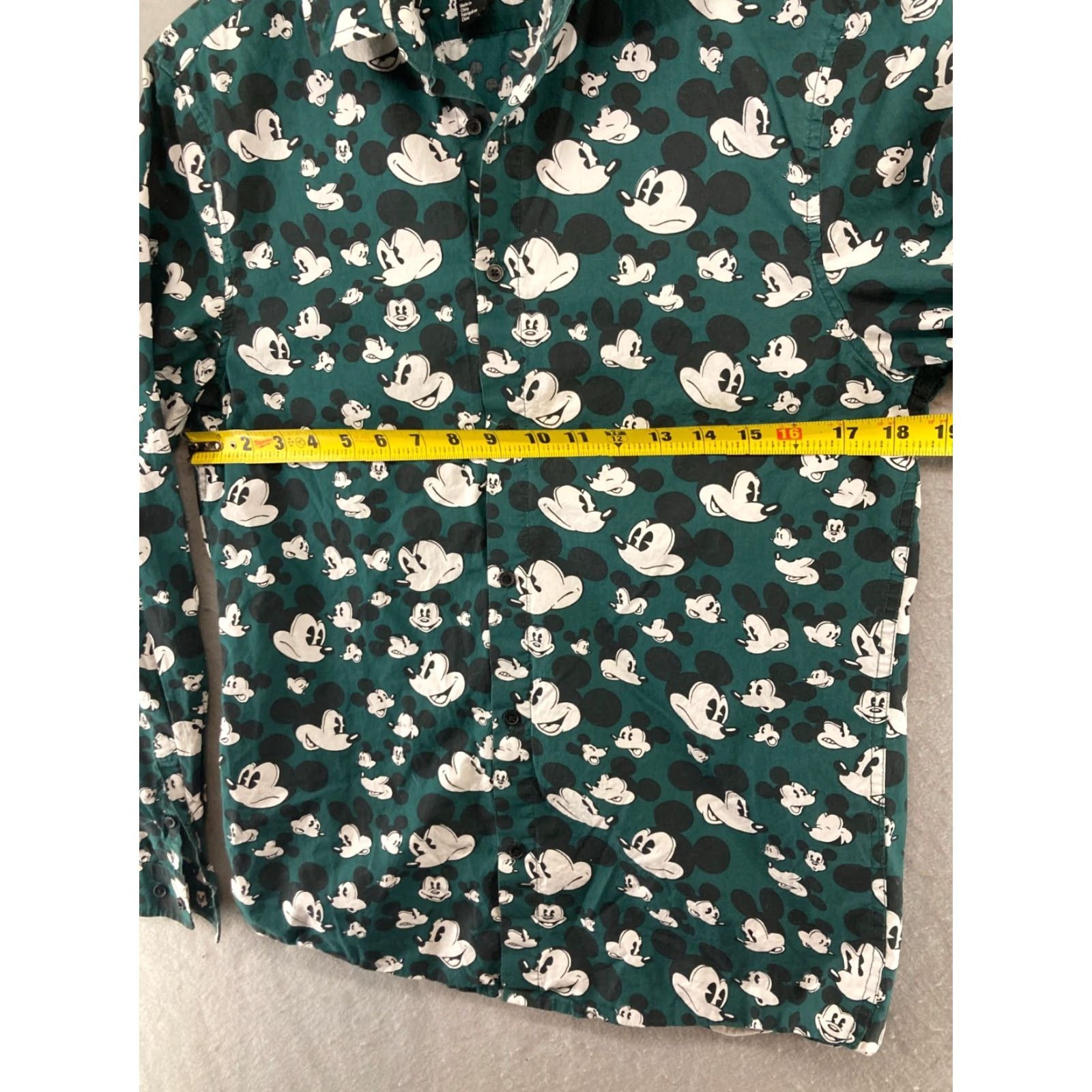 H&M HM Mickey Mouse Shirt Mens Small Long Sleeve Button Up Green Size US S / EU 44-46 / 1 - 2 Thumbnail