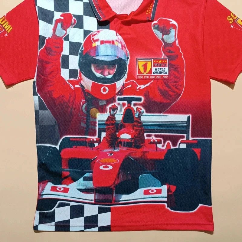 Ferrari Vintage Ferrari F1 Schumacher Red Polo Big Graphic Print L Size US L / EU 52-54 / 3 - 4 Thumbnail