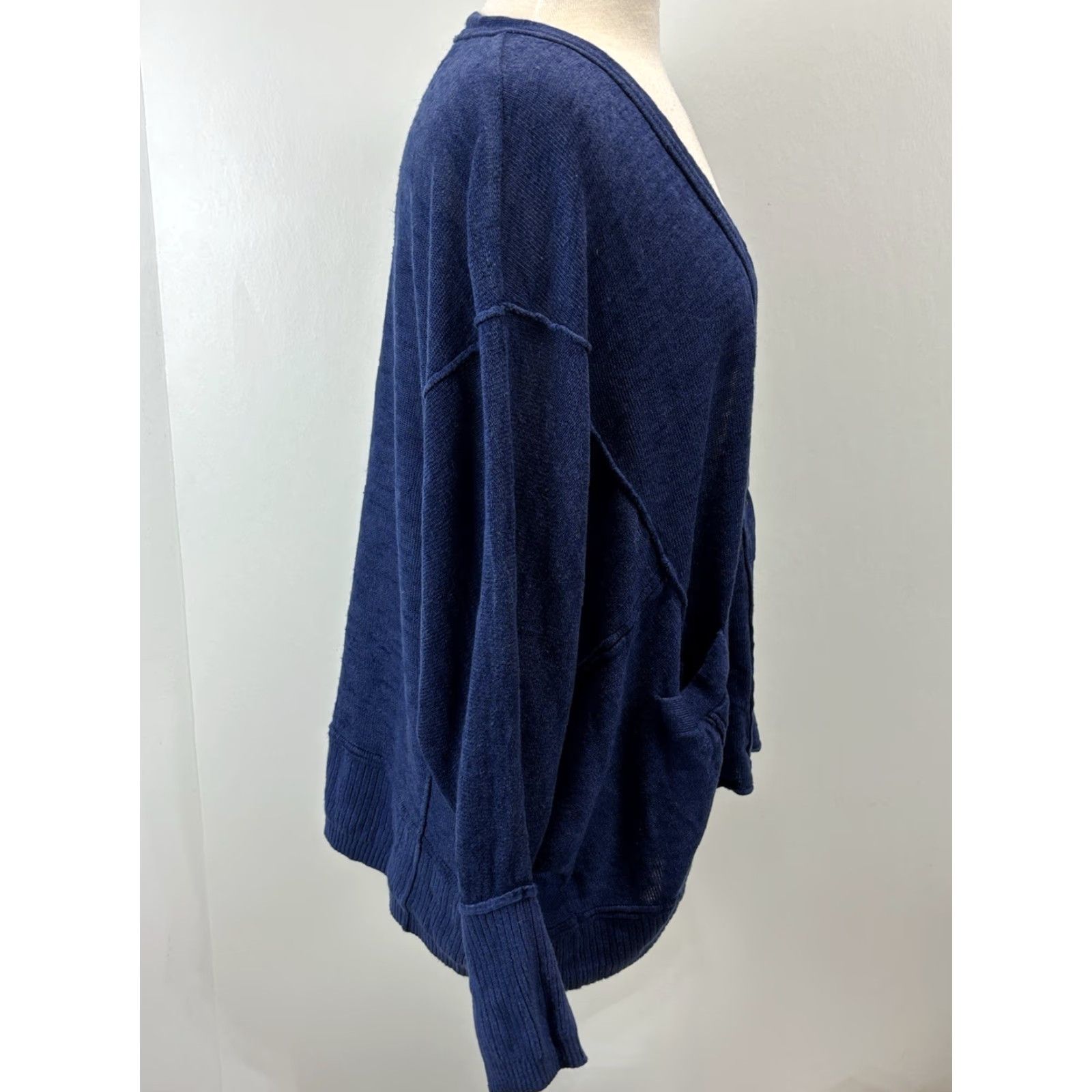 Free People Free People Cardigan Sweater M Womens Long Sleeve V-Neck Linen Blend Grunge Slouchy Size M / US 6-8 / IT 42-44 - 4 Thumbnail