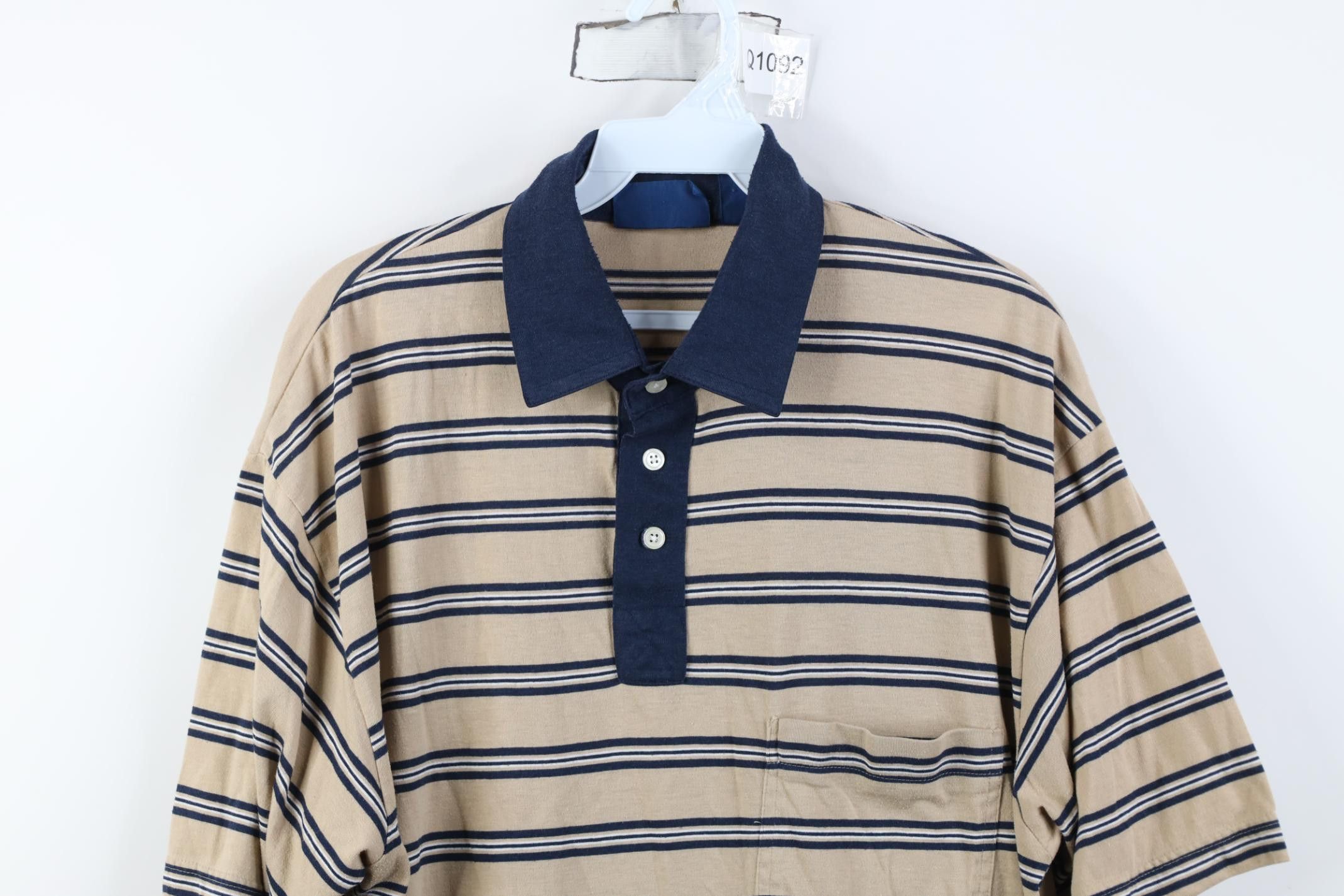 Vintage Vintage 90s Streetwear Block Knit Golf Polo Shirt Beige Size US L / EU 52-54 / 3 - 2 Thumbnail