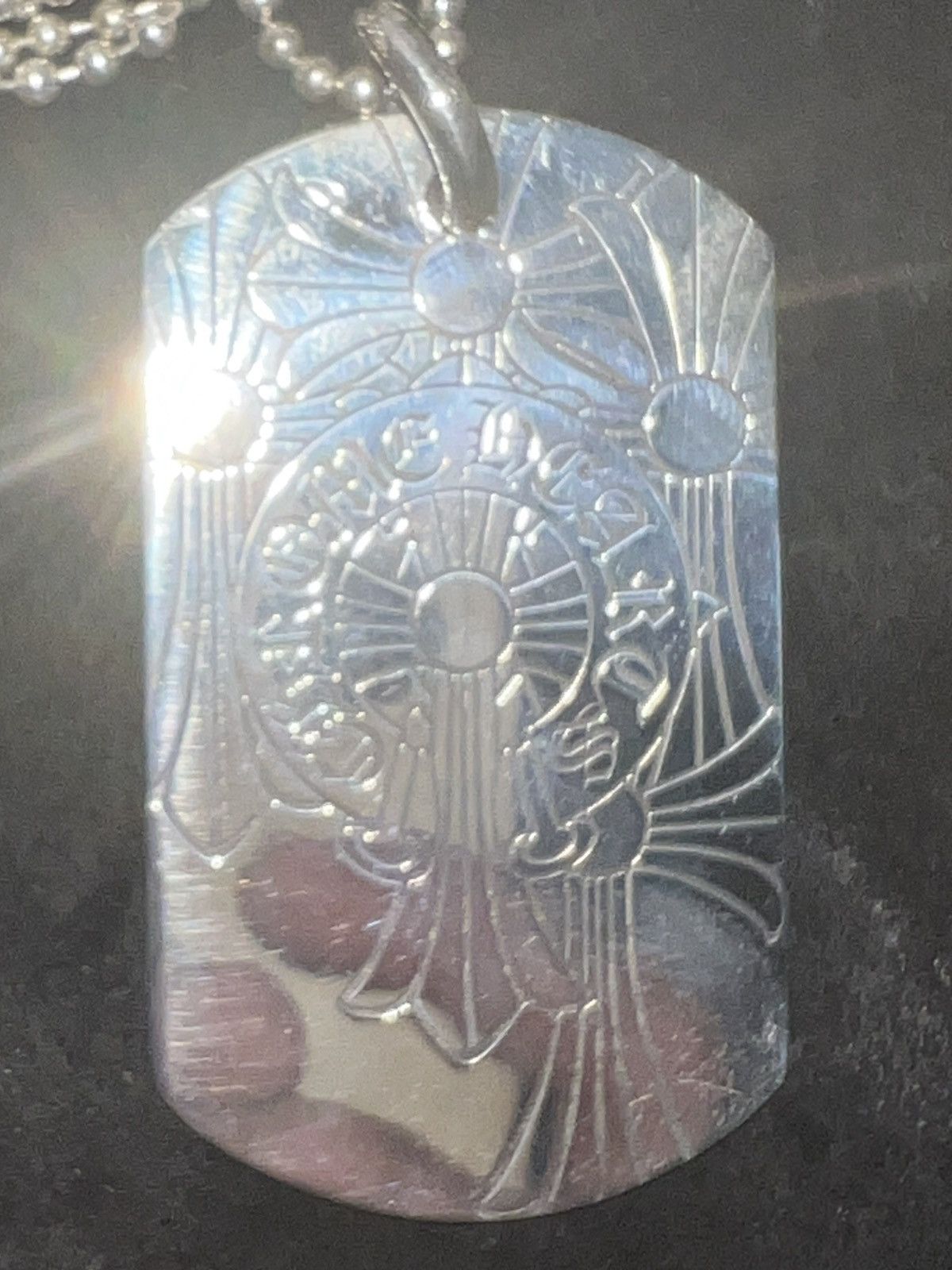 Chrome Hearts God Bless The World Dog Tag w/ 30” Ball Chain Size ONE SIZE - 2 Thumbnail