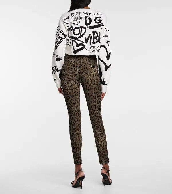 Dolce & Gabbana o1y0925 Leoprd-Print Casual Pant in Brown/Black Size 25" / US 0 / IT 36 - 5 Thumbnail