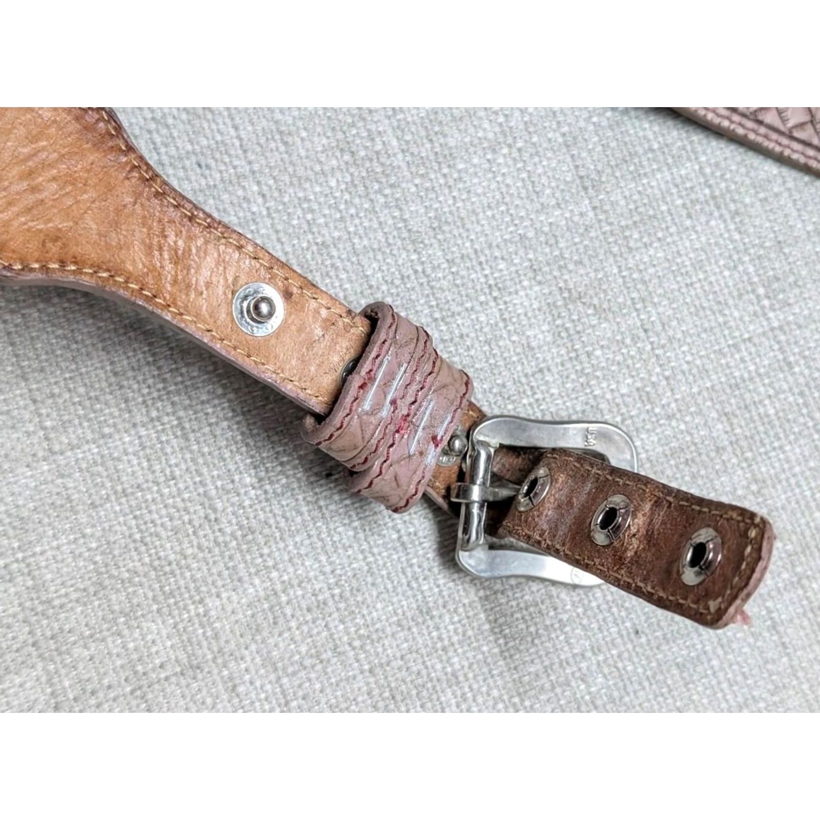 Vintage VINTAGE USA CONCHO buckle belt 32 leather TOOLED western RANGER cowboy Size 32 - 4 Thumbnail