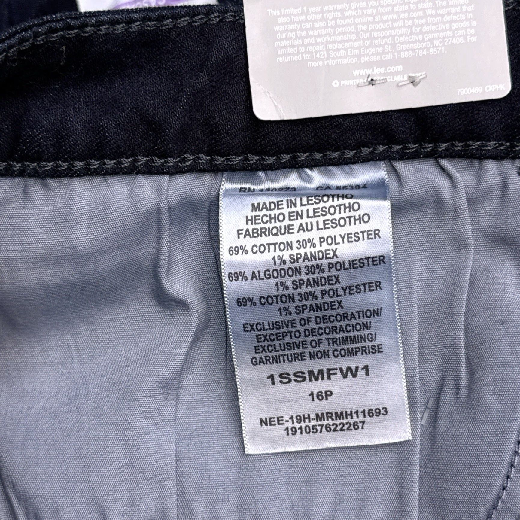 Lee Lee Riders Jeans Womens 16 Petite Mid Rise Skinny Stretch Denim Blue 5-Pocket Logo Zip Inseam 24.5in Regular 33W Size 38" / US 16 / IT 52 - 6 Thumbnail