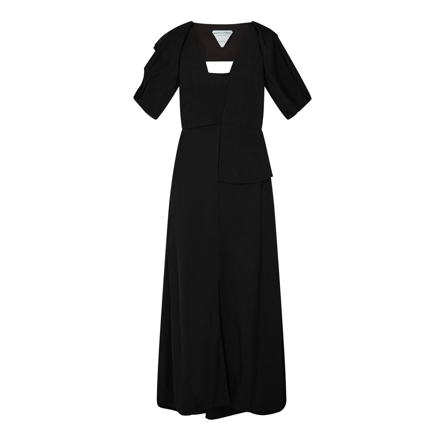 Bottega Veneta Bottega Veneta V-Neck Midi A-Line Dress in Black Size M / US 6-8 / IT 42-44 - 1 Thumbnail