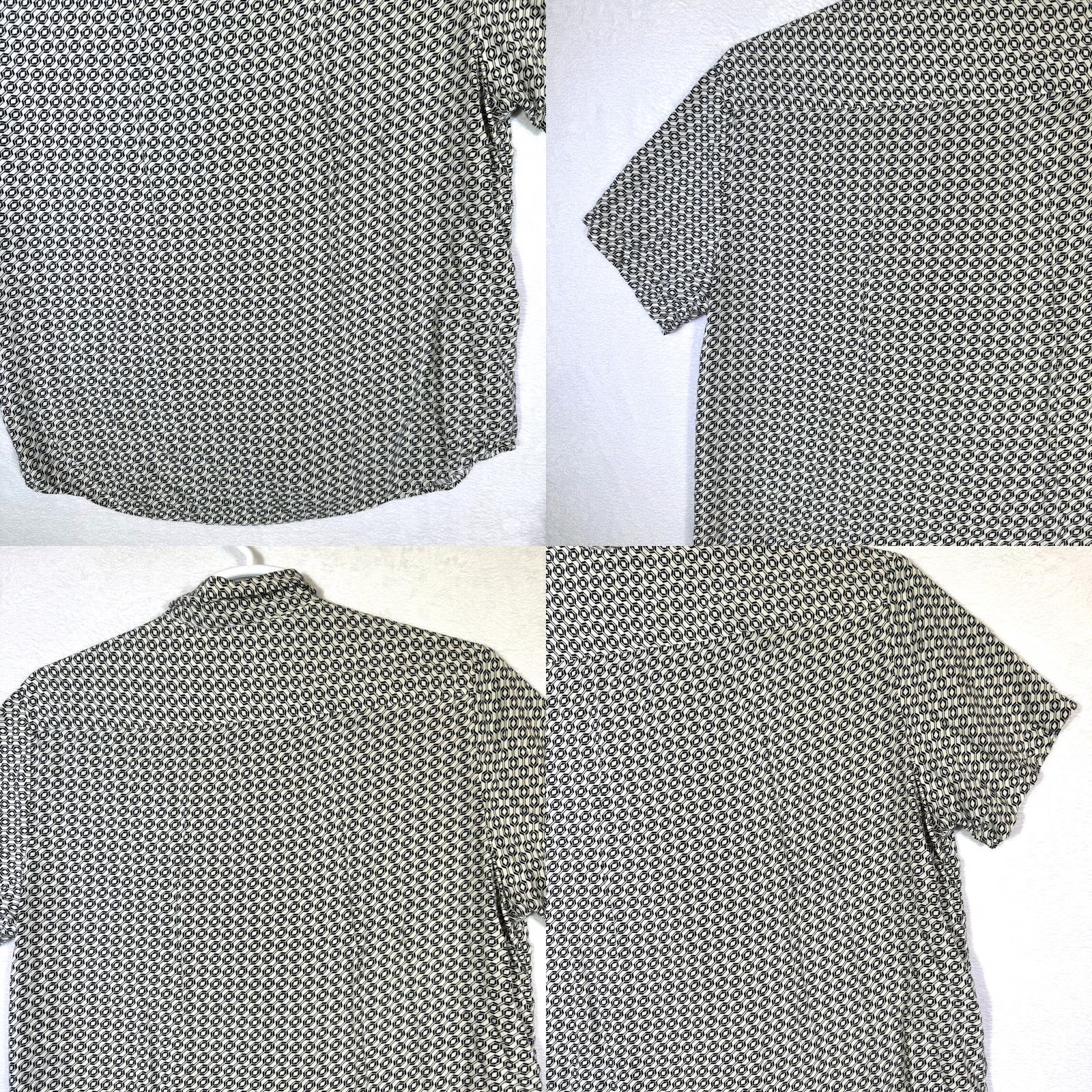 Vintage Cactus Man Shirt XL Cream Geometric Short Sleeve 100% Viscose Button-Up Slim Chest 44" Mens Size US XL / EU 56 / 4 - 8 Thumbnail