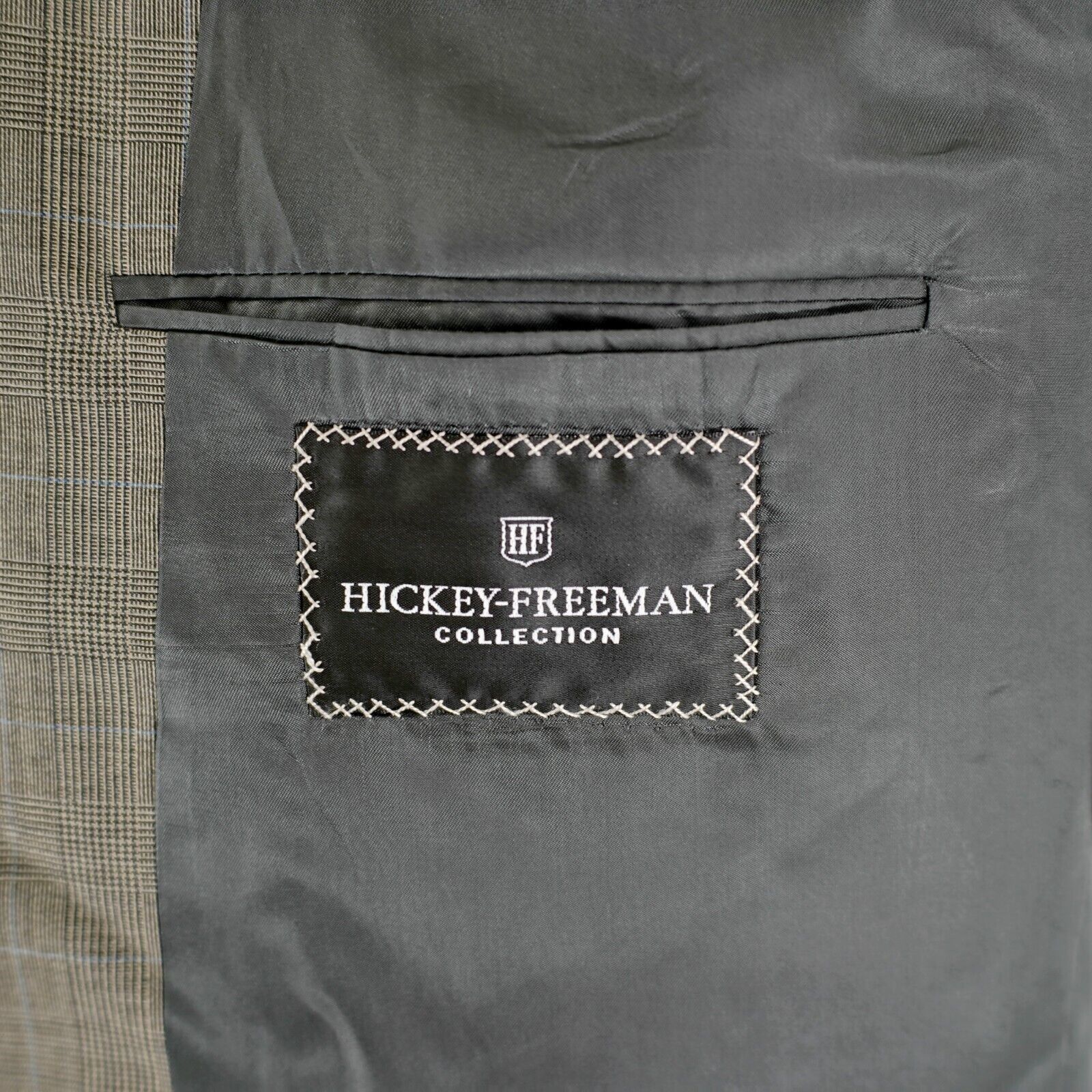 Hickey Freeman Hickey Freeman Collection Boardroom Wool Beige Glen Plaid 2 Size 42 - 10 Thumbnail