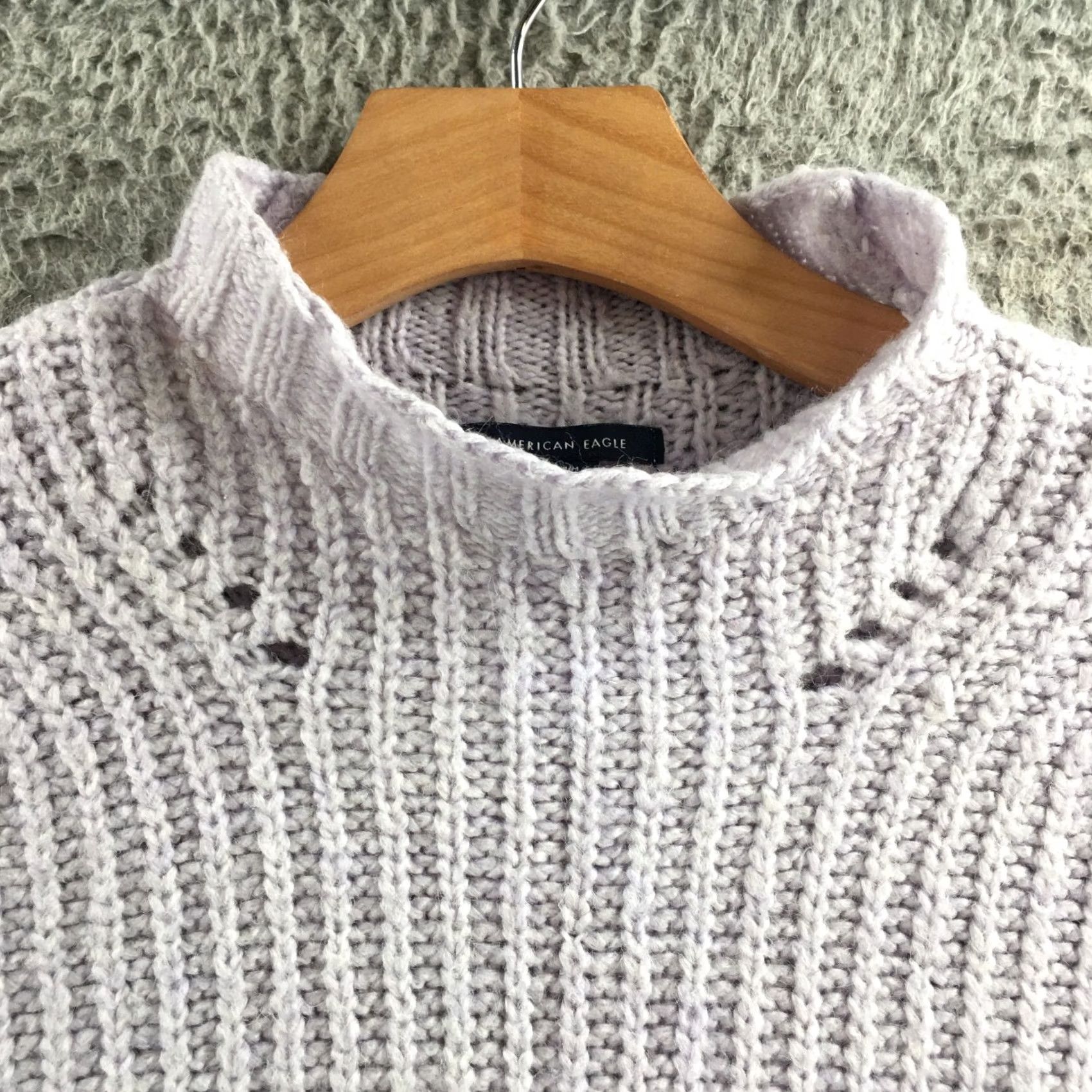 American Eagle Outfitters American Eagle Outfitters Sweater Womens M Lavender Gray Ribbed Knit Mock Neck Pullover Size M / US 6-8 / IT 42-44 - 3 Thumbnail