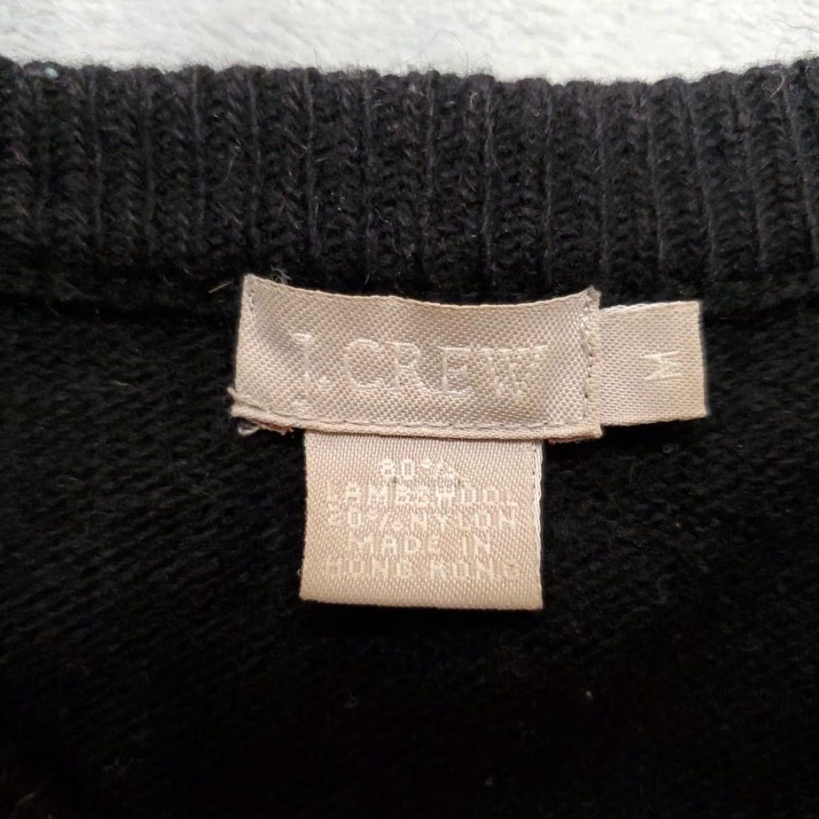 J.Crew VINTAGE J.CREW Cardigan Sweater Womens M Black Floral Embroidered Knit Crew Neck Long Sleeve Wool Linen? Size M / US 6-8 / IT 42-44 - 3 Thumbnail