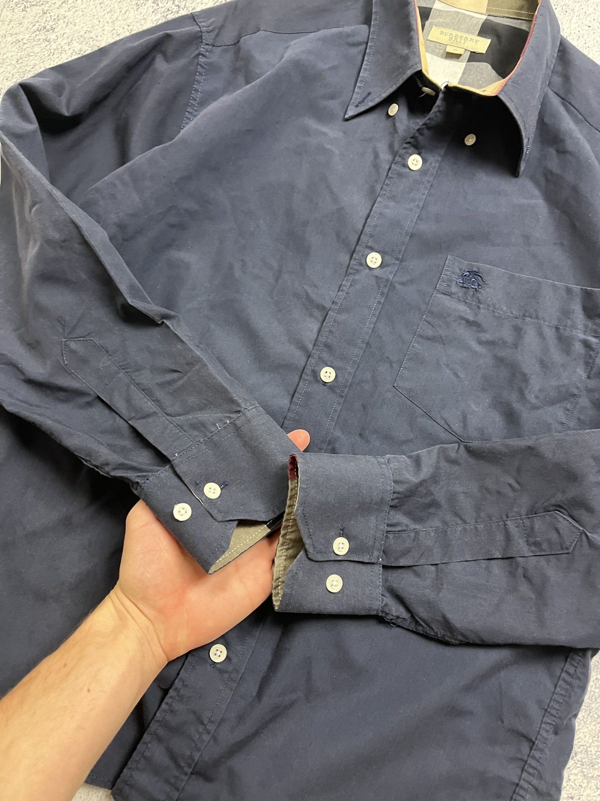 Burberry × Vintage Vintage Burberry Brit Nova Check Navy Button Up Shirt M Size US M / EU 48-50 / 2 - 6 Thumbnail