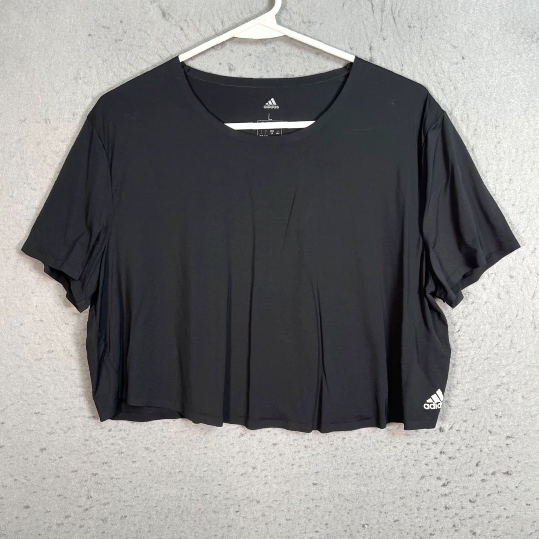 Adidas Adidas Womens Cropped T-Shirt Short Sleeve Black Size Large Athletic Activewear Size L / US 10 / IT 46 - 2 Thumbnail