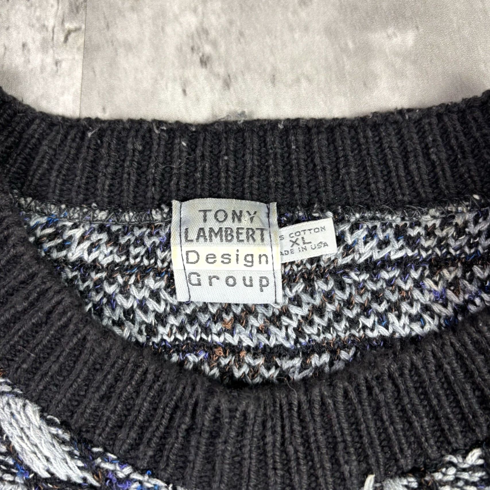 Vintage VINTAGE Tony Lambert Knit Sweater Adult XL Geometric Striped Abstract Pattern Size US XL / EU 56 / 4 - 5 Thumbnail