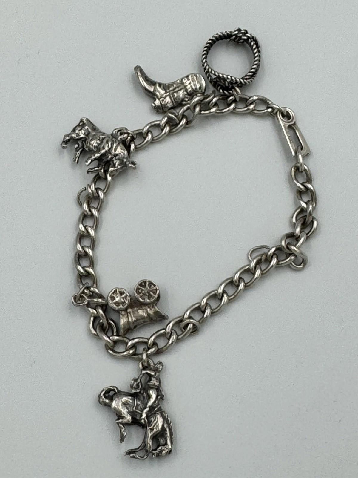 The Unbranded Brand Vintage Sterling Silver Charm Bracelet Southwestern Cowboy B Size ONE SIZE - 2 Thumbnail