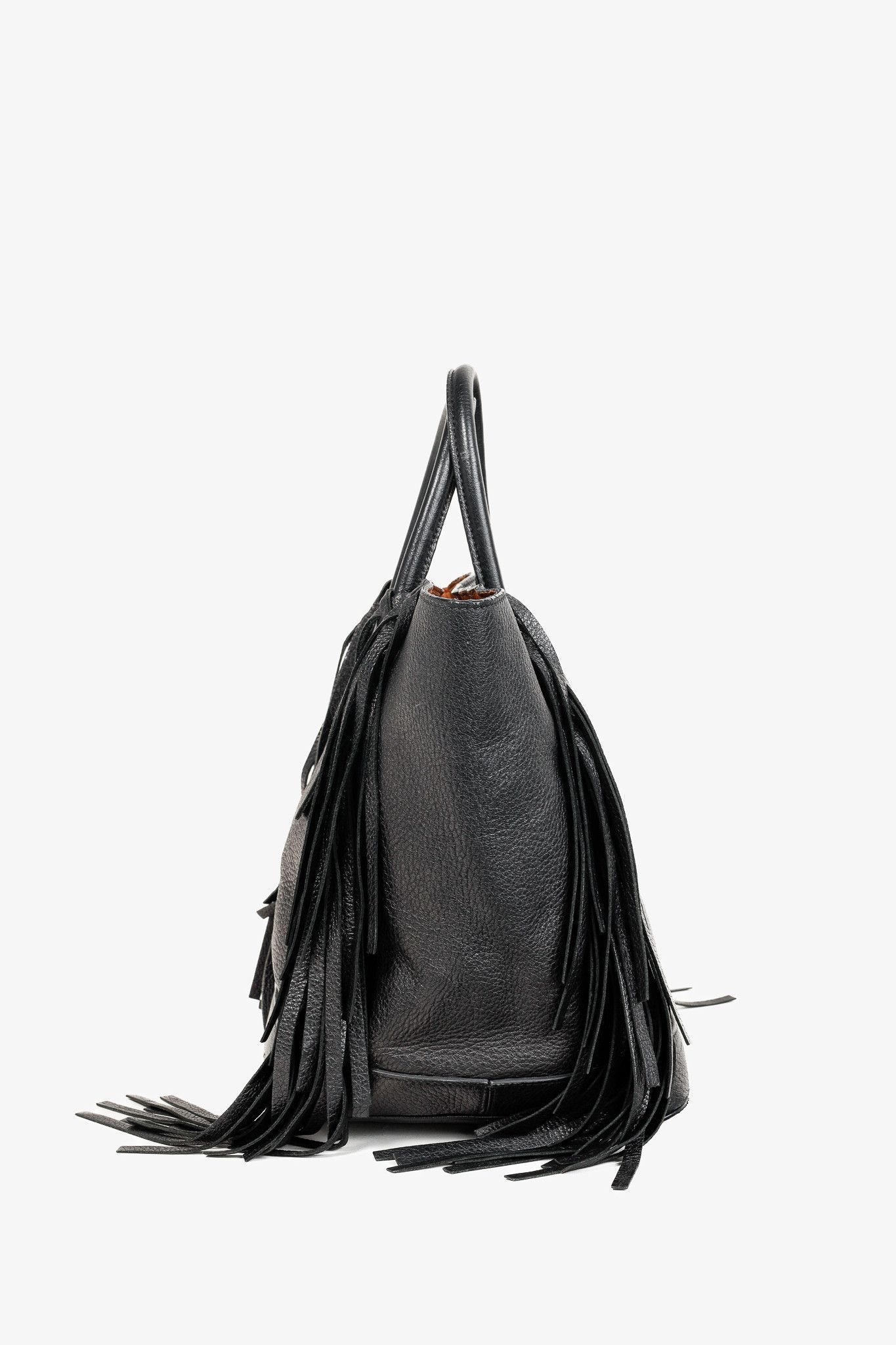 Prada Cervo Black Fringe Deerskin Leather Tote