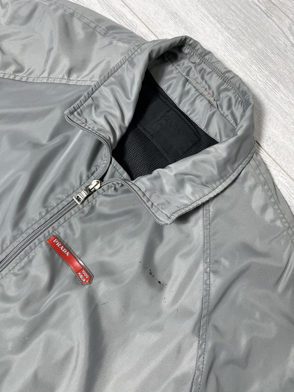 image of Prada Miglia 1000 Nylon Light Jacket Red Tab in Grey, Men's (Size 2XL)