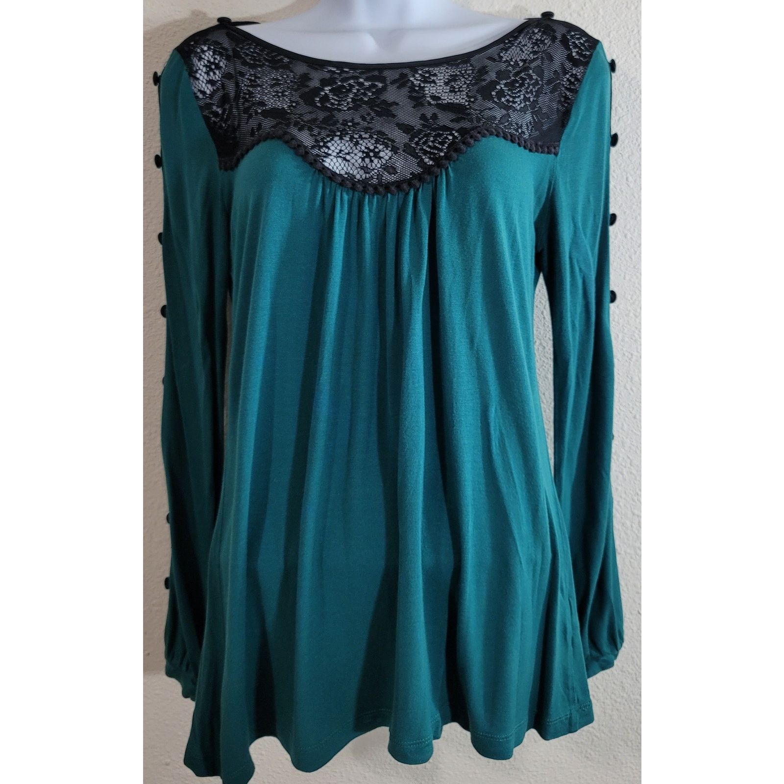 Other Soft Surroundings Green Black Lace Bodice With Crochet XS Size XS / US 0-2 / IT 36-38 - 1 Thumbnail