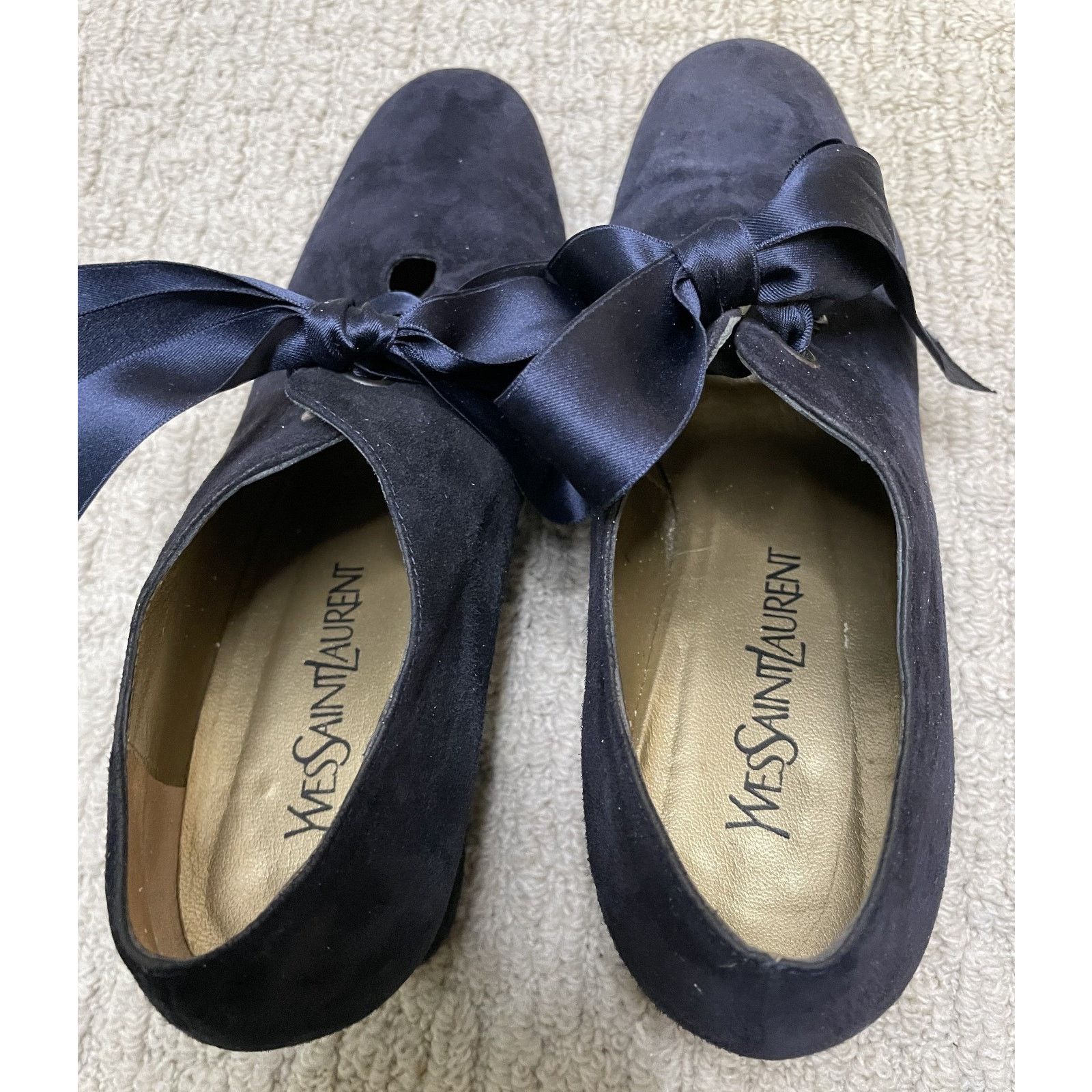 Yves Saint Laurent Yves Saint Lauren Shoes 9M Navy Blue Lace Up Victorian Look Size US 9 / IT 39 - 6 Thumbnail