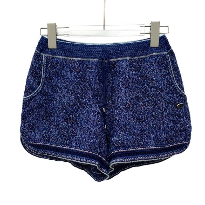 Chanel Chanel Dark blue logo drawstring cotton casual knitted sho Size 25" / US 0 / IT 36 - 1 Thumbnail