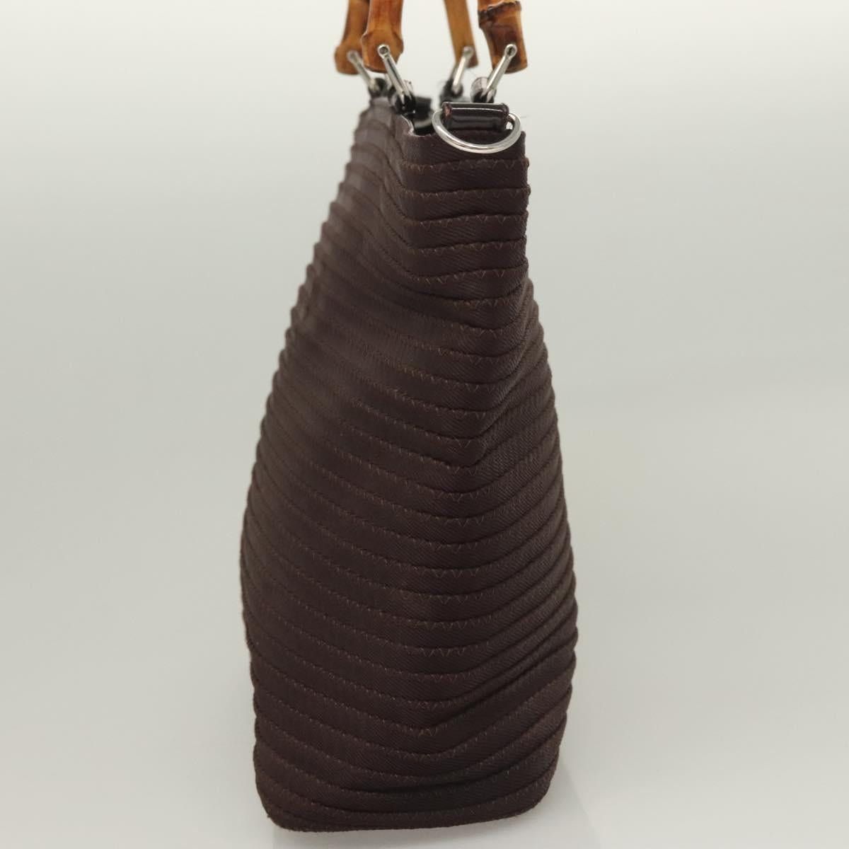 Gucci GUCCI Bamboo Hand Bag Nylon Brown Silver 000 1998 000 1998 Size ONE SIZE - 4 Thumbnail