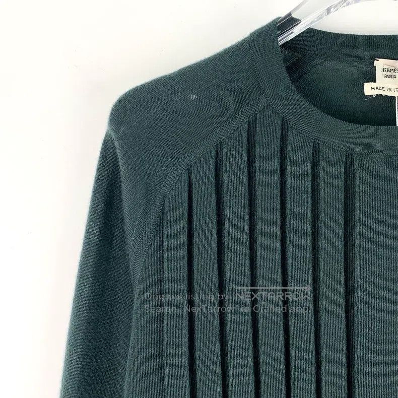 Hermes Hermes Dark Green Cashmere Crewneck Long Sleeve Knit Top Size XS / US 0-2 / IT 36-38 - 3 Thumbnail