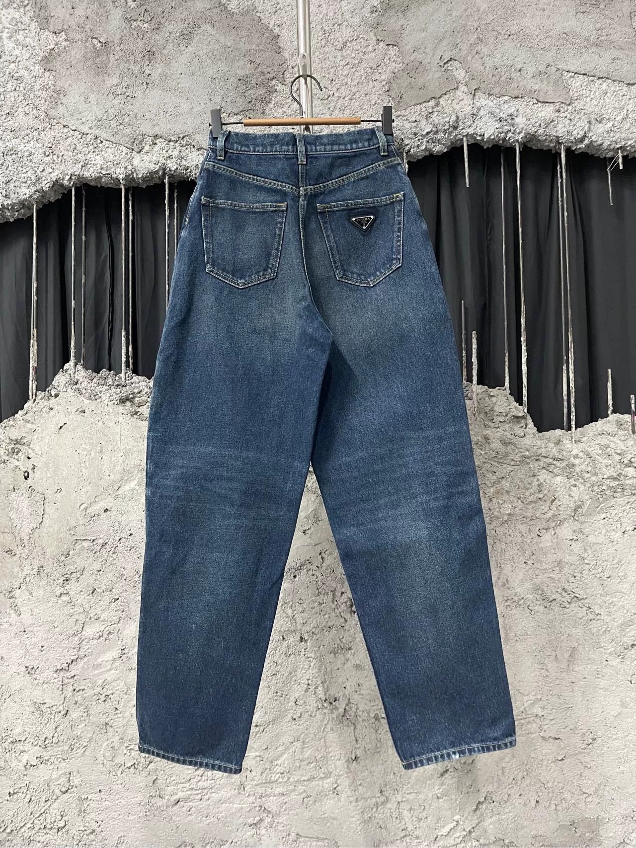 Prada Prada Metal Triangle Denim Pants Size 26 Size 26" / US 2 / IT 38 - 1 Thumbnail