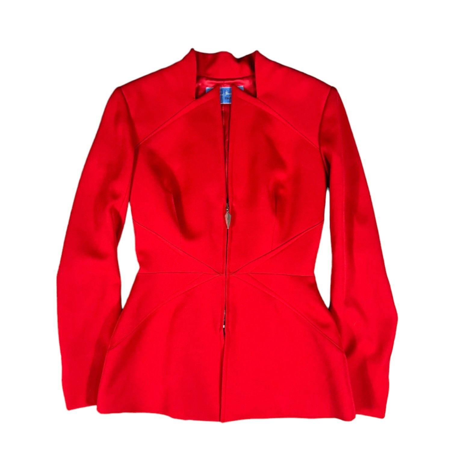 image of 80’S Thierry Mugler Couture Red Lana Wool Blazer, Women's (Size Small)