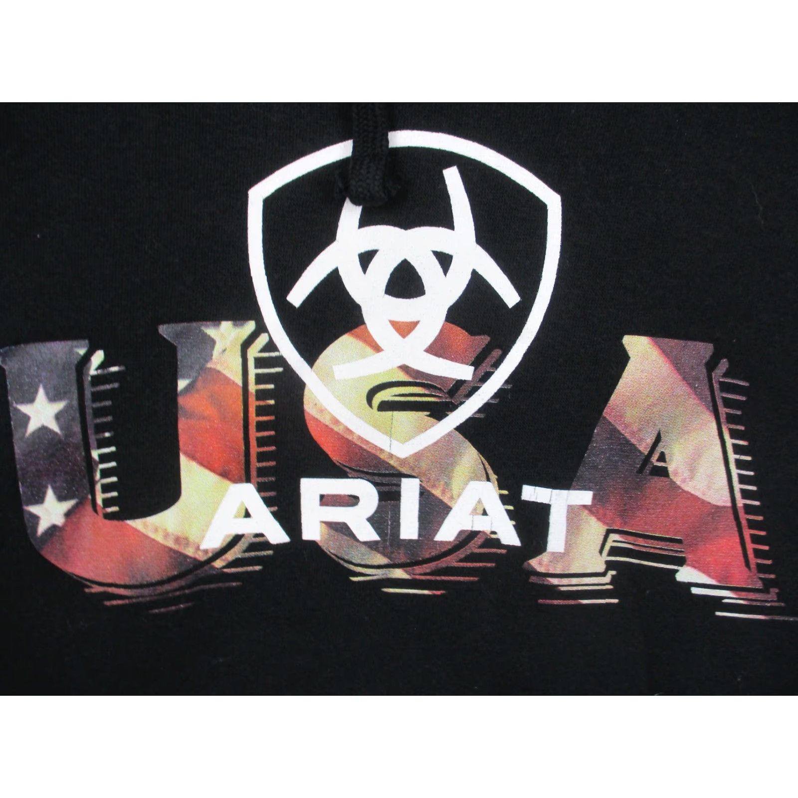 Ariat Ariat Hoodie Mens Large Black USA Proud Sweatshirt American Flag Pullover Pocket Size US L / EU 52-54 / 3 - 2 Thumbnail