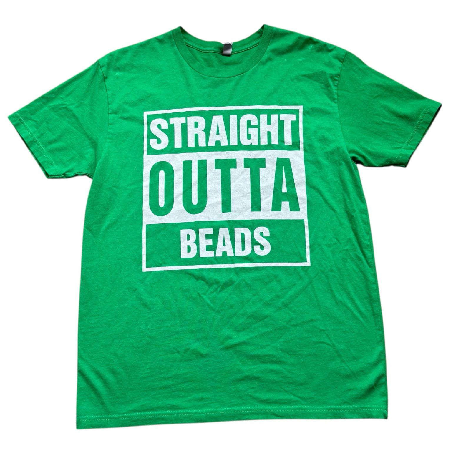 Next Level Apparel Men's L Straight Outta Beads Green White Short Sleeve Shirt Size US L / EU 52-54 / 3 - 1 Thumbnail